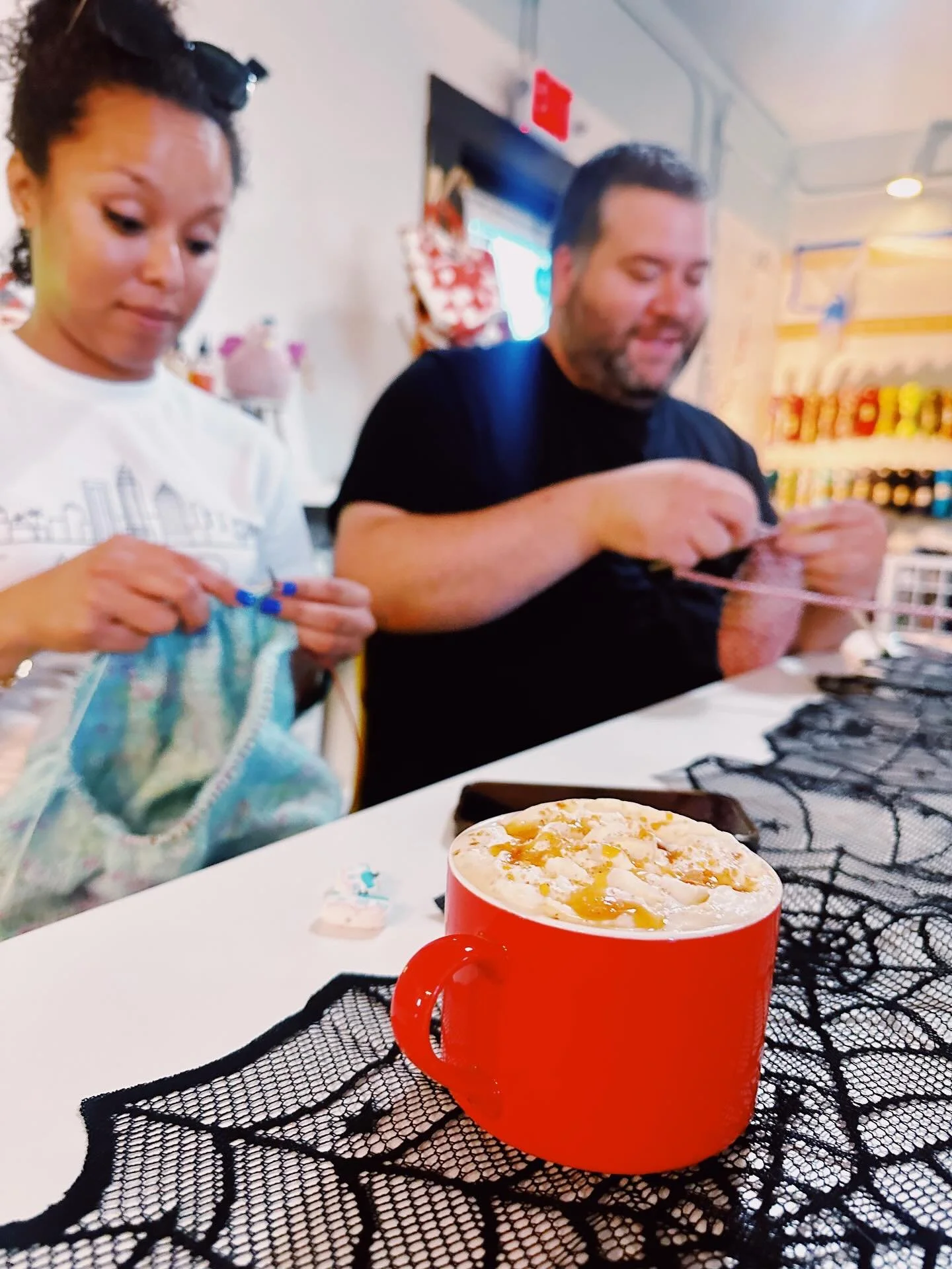 ✨ Scrappy Hour tonight! 6&ndash;9 PM 🧶☕ 
We&rsquo;ve been having the best time these past few weeks with new faces, old friends, and tables full of laughter, yarn, and caffeine.  
If you haven&rsquo;t joined us yet, tonight&rsquo;s the perfect night
