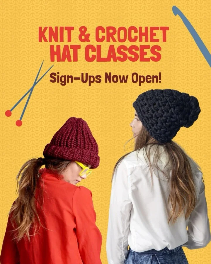 🧶 Hat Season is Here, and You Can Make Your Own! 
We&rsquo;re hosting two cozy workshops next week featuring Loopy Mango&rsquo;s super-bulky Merino No. 5, the squishiest yarn around. Whether you knit or crochet (or want to learn both!), you&rsquo;ll