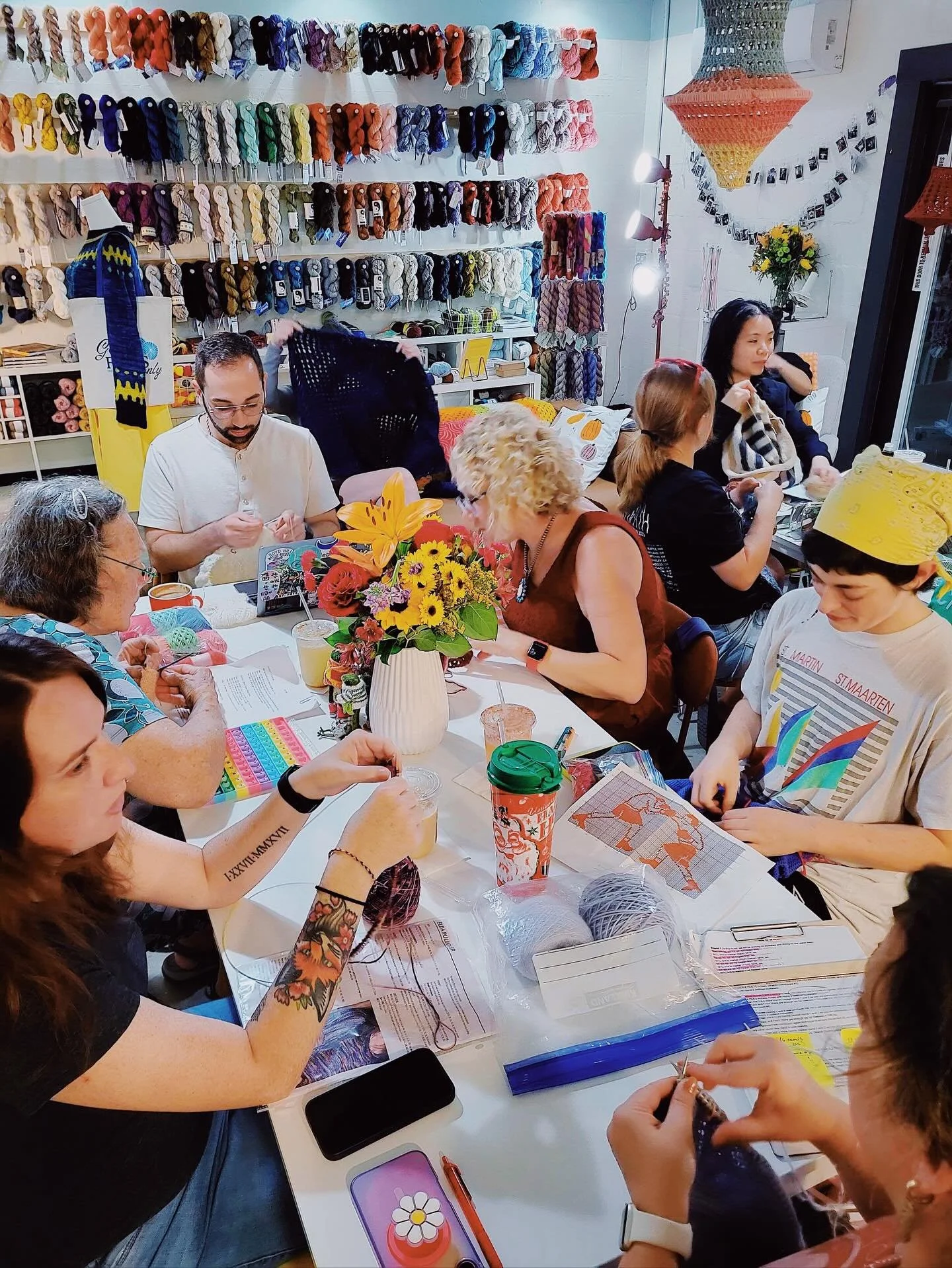 It&rsquo;s Friday night, and we&rsquo;re so back 💕  Scrappy Hour is on from 6-9pm. Come make some progress on your WIPs and meet new friends!

$10 cover includes $5 off any drink or sweet treat in our caf&eacute;. And we just got a really yummy sele