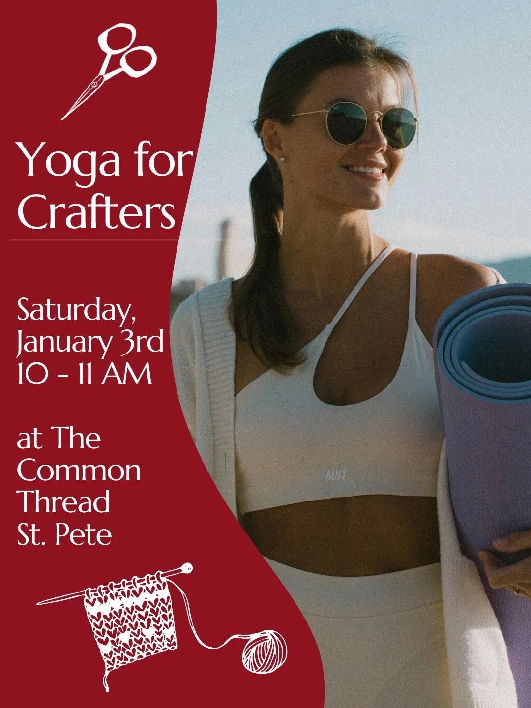 Crafters: after all those hours hunched over your projects, does your body need a reset? 🧶🧘&zwj;♀️ 
Join us for Outdoor Yoga for Makers on Sarturday 1/3 from 10&ndash;11 AM, a gentle, all-levels flow designed to stretch the wrists, shoulders, neck,