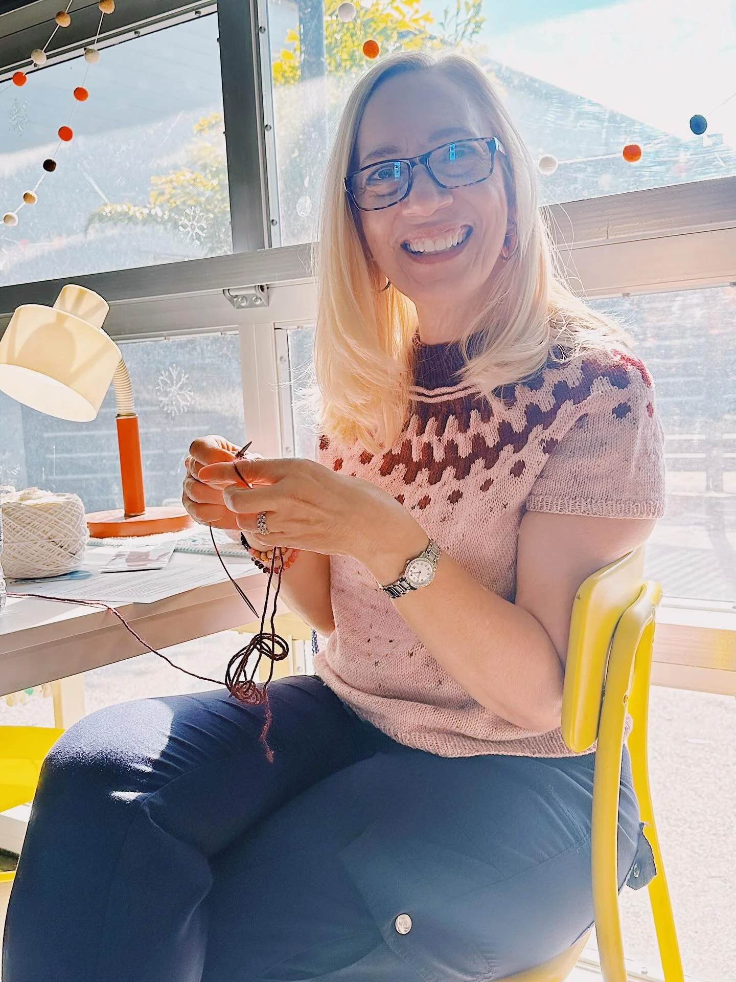 ✨ Staff Spotlight: Maryellen ✨ 
If you&rsquo;ve ever had a knitting problem calmly solved, a project gently re-imagined, or been matched with exactly the right yarn without even knowing how to ask for it, you&rsquo;ve met Maryellen. 
Our beloved Yarn