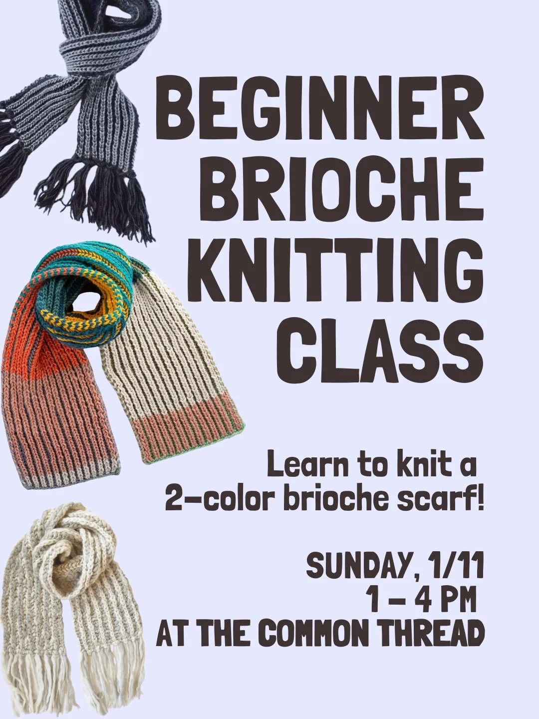 ✨ Beginner Brioche Knitting Class ✨Sunday 1/11 &bull; 1&ndash;4 PM &bull; $40 
Have you been brioche-curious but intimidated to try it on your own? This class is for you 💛 
Join us for a beginner-friendly introduction to brioche knitting, where you&
