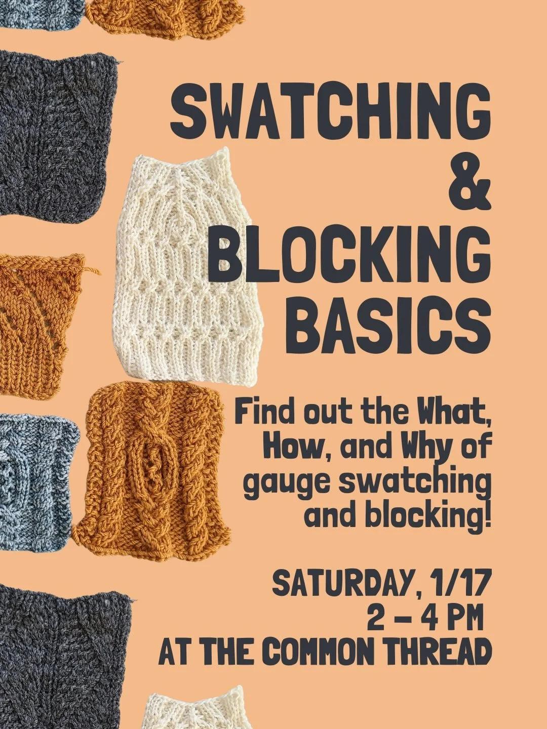 Swatching&hellip; but make it make sense. 🧶✨

If you&rsquo;ve ever wondered why swatching matters (or quietly hoped you could skip it), this class is for you.

Join us for Swatching &amp; Blocking Basics with designer Elizabeth Margaret of One Wild 