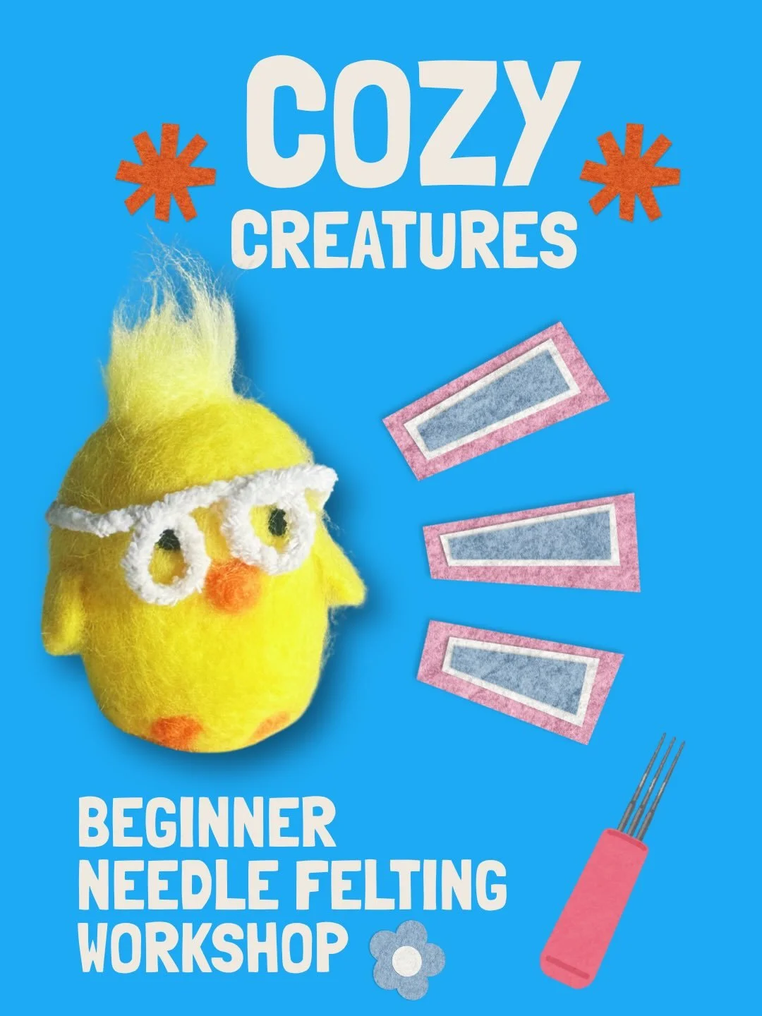 Tiny chicken&hellip; but make it ✨felted✨ 🐣 
Come hang with us and learn how to needle felt Chuck the Chick (and his lil egg buddy) from scratch. Denise will walk you through the basics so you can stab wool into the cutest tiny creature imaginable. 