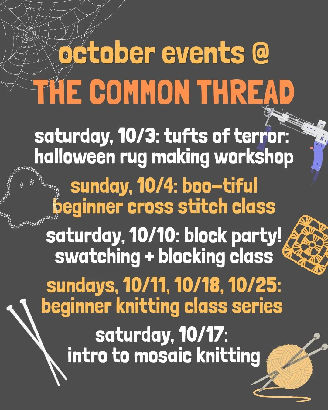 the days are shortening, the palm fronds are turning brown, and I could have sworn I felt a breeze the other day. florida fall is around the corner, and october is nearly here! 🎃 

naturally, your friends at the common thread are already all over it