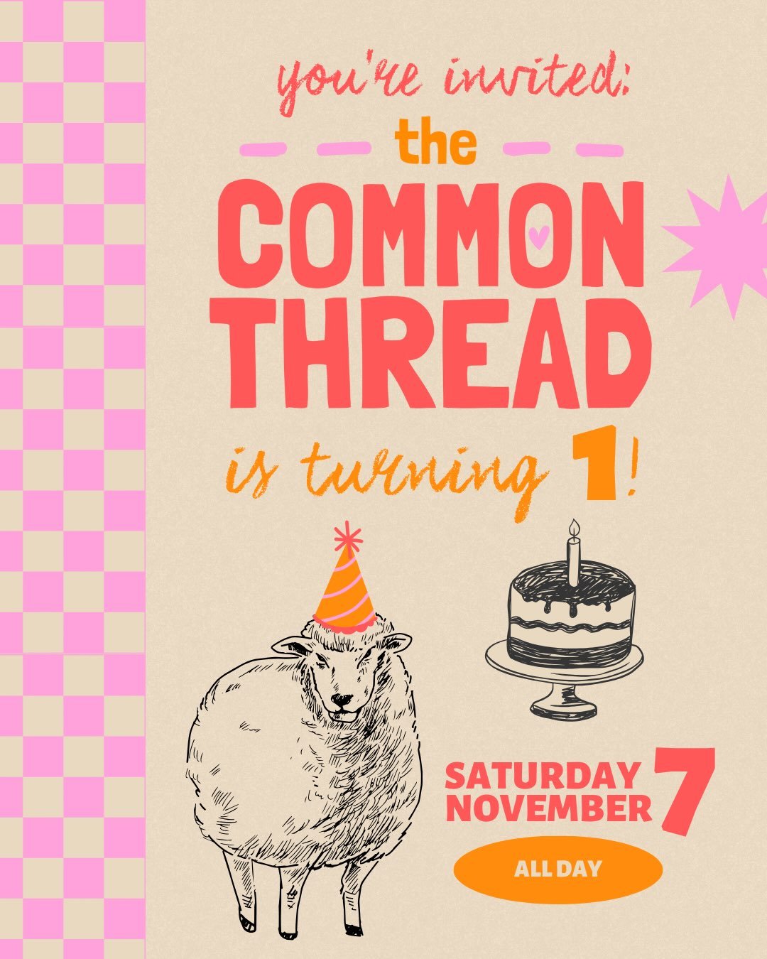 it&rsquo;s happening, and you&rsquo;re invited!

on saturday, november 7th the common thread is celebrating our one year anniversary, and we want to party the best way we know how: with you! the fiber family who has welcomed us with open arms <3 
