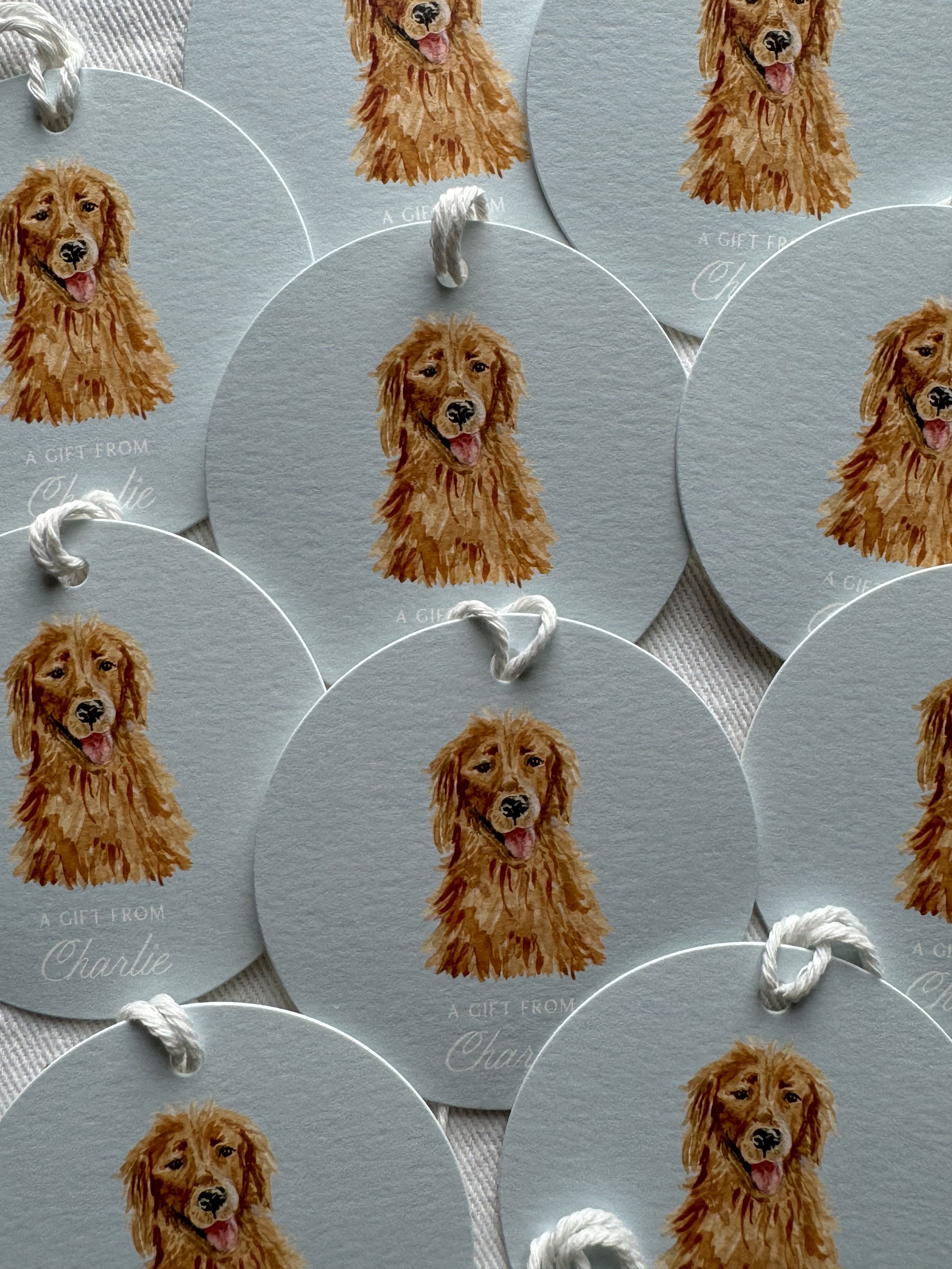 Custom Gift Tags with Watercolor of Golden Retriever