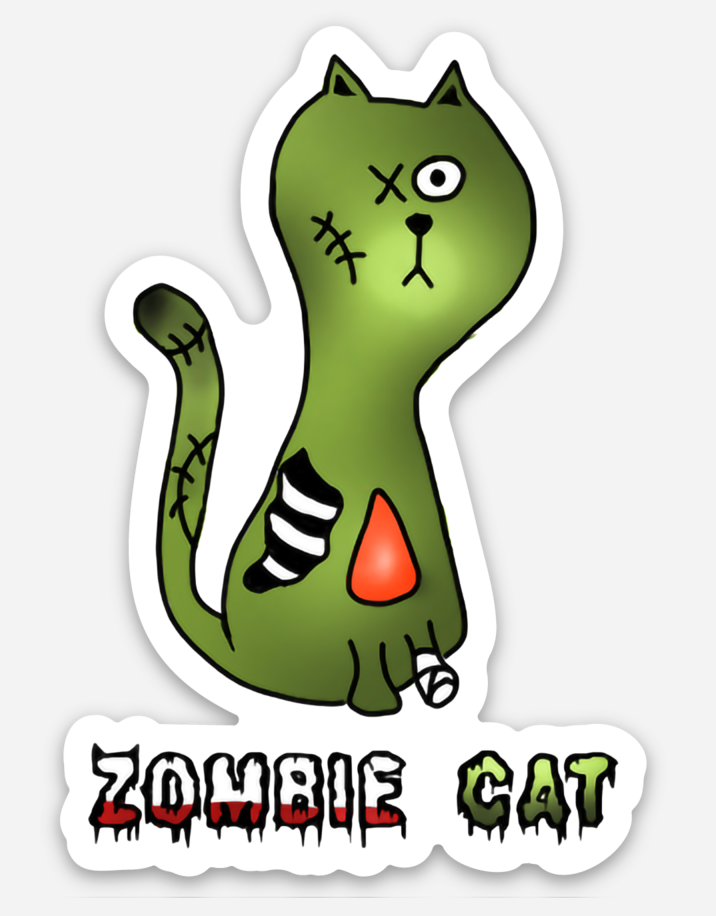 Zombie Cat Fridge Magnet