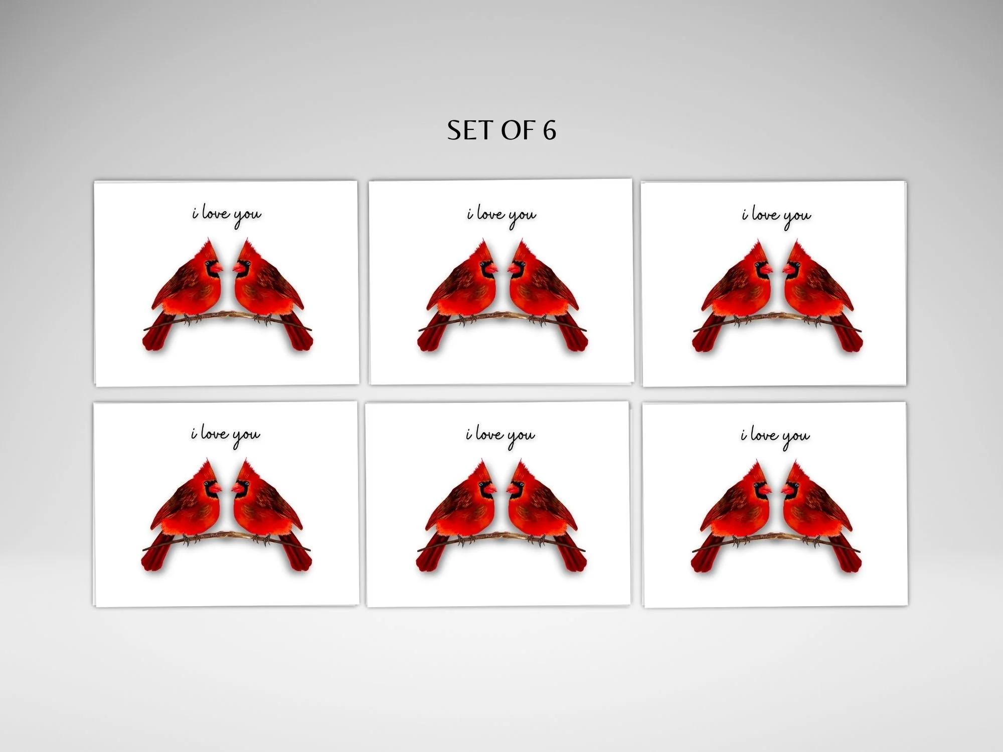 a set of 6 i love you cardinal cards by Maureen MacKenzie.jpg