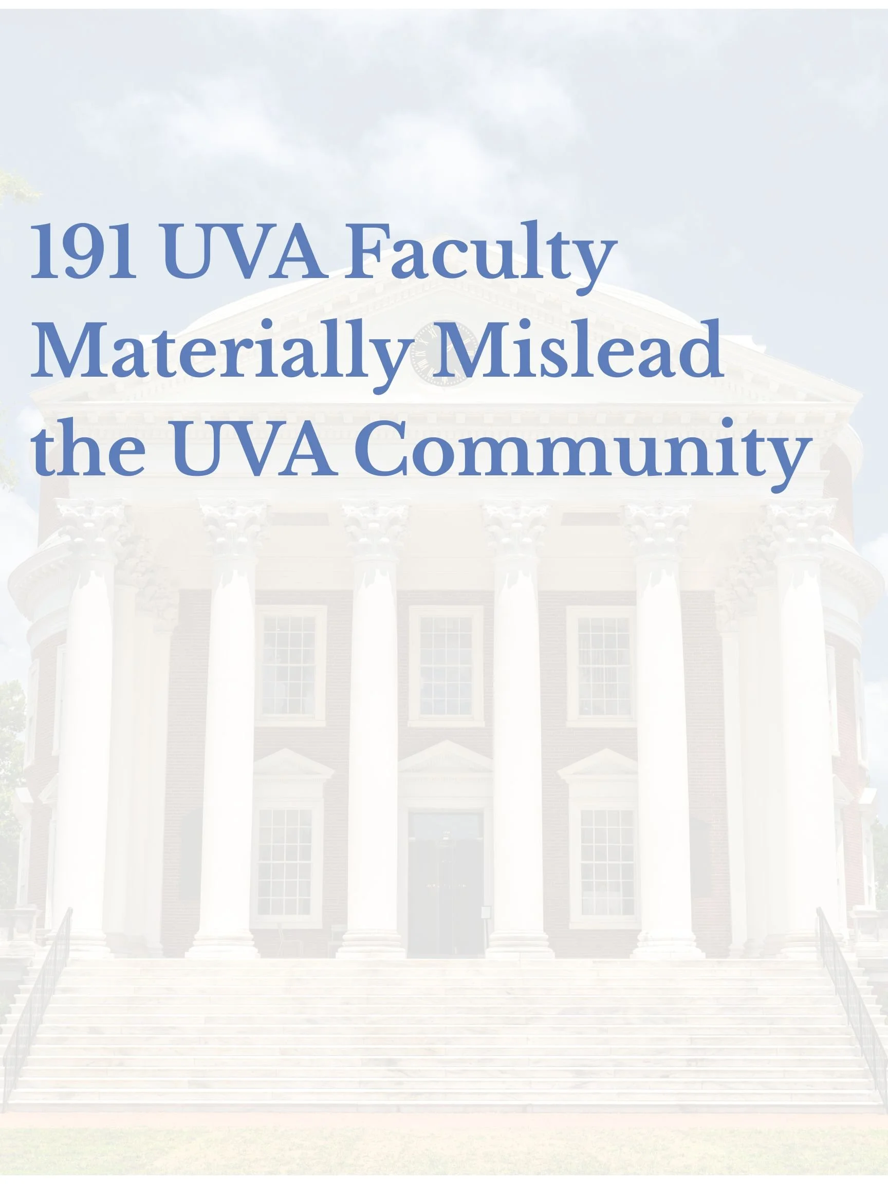 191 UVA Faculty Materially Mislead the UVA Community