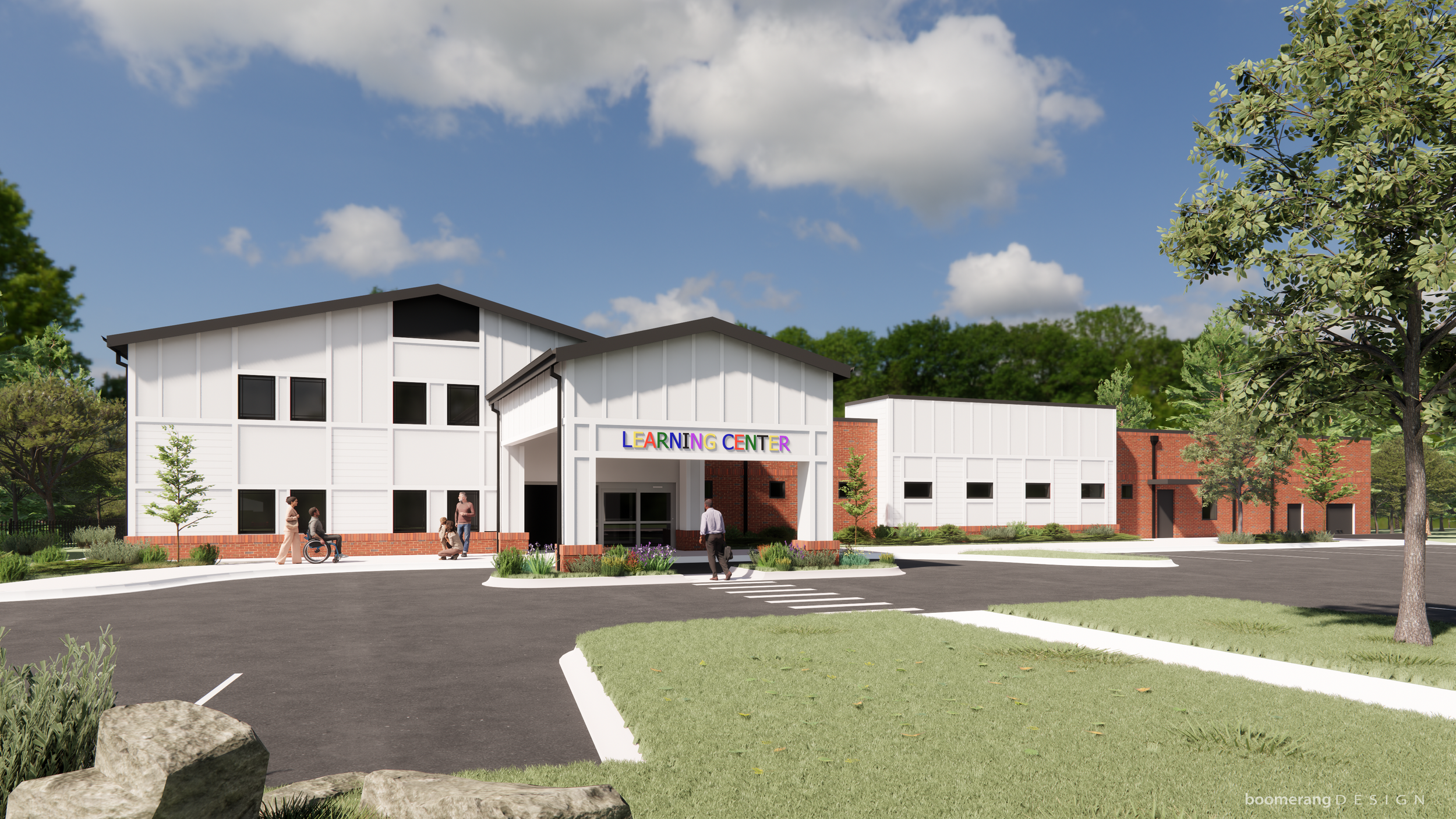 Key features include three adapted classrooms for small-group instruction, spaces for speech, occupational, physical, creative arts and music therapies in addition to offices and collaboration space for interdisciplinary care teams. Sensory-friendly 
