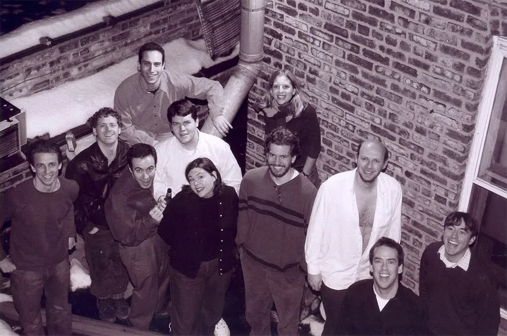 Very serious team photo with Preponderate (Seth Meyers, Ed Goodman, Jim Sullivan, Pete Grosz, Rob Janas, Jill Benjamin, Tom Herman, Bumper Carroll and Case Clay) in the early 2000's