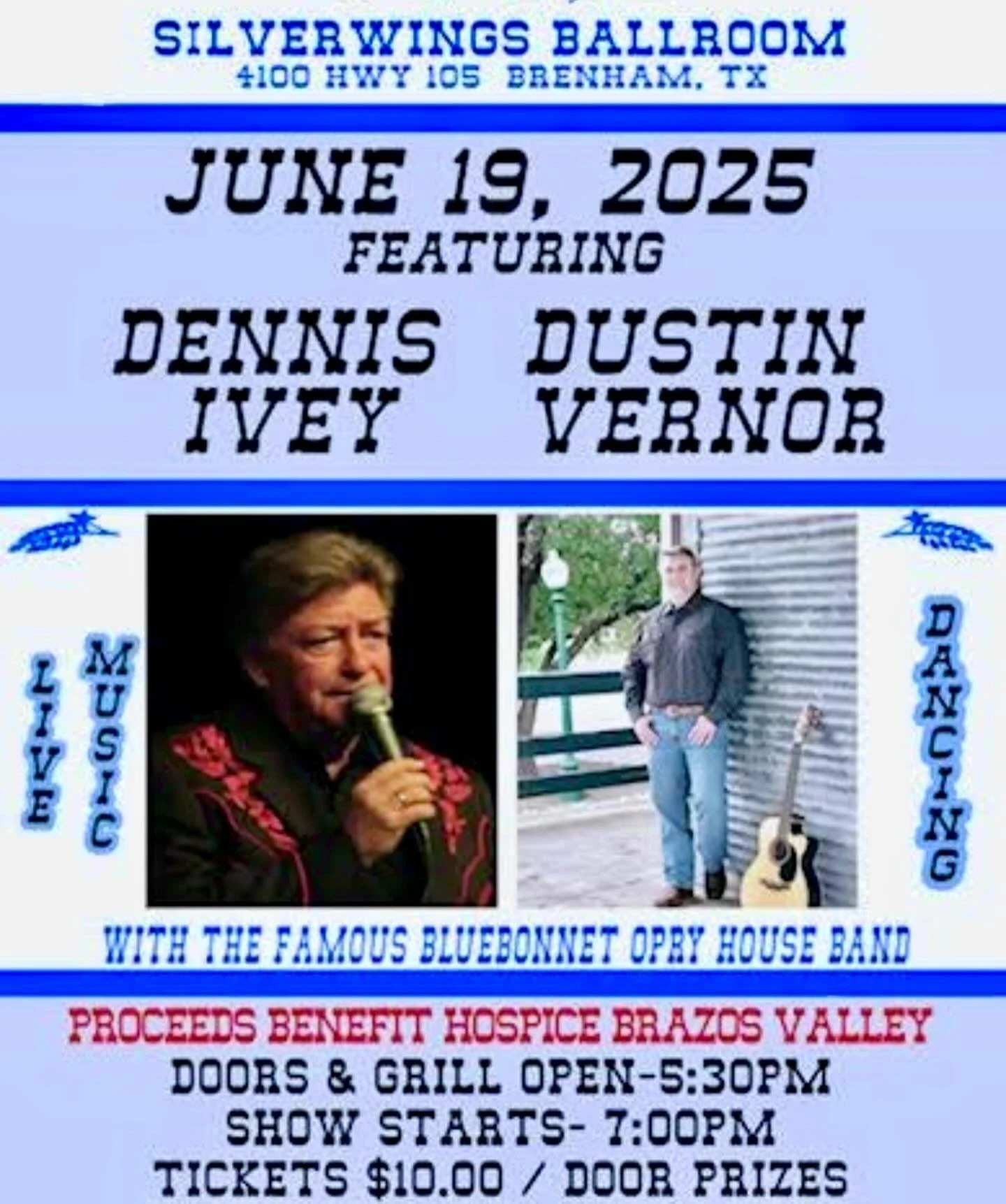 Come join us for great music and a big dance floor !
@silverwingsballroom
@eventbrite
@bandsintown
@burtonchambertx
@discoverbellvilletx
@cityofburleson
@washingtoncountychambertx
@visitbrenham @cityofnavasota @hospicebrazos