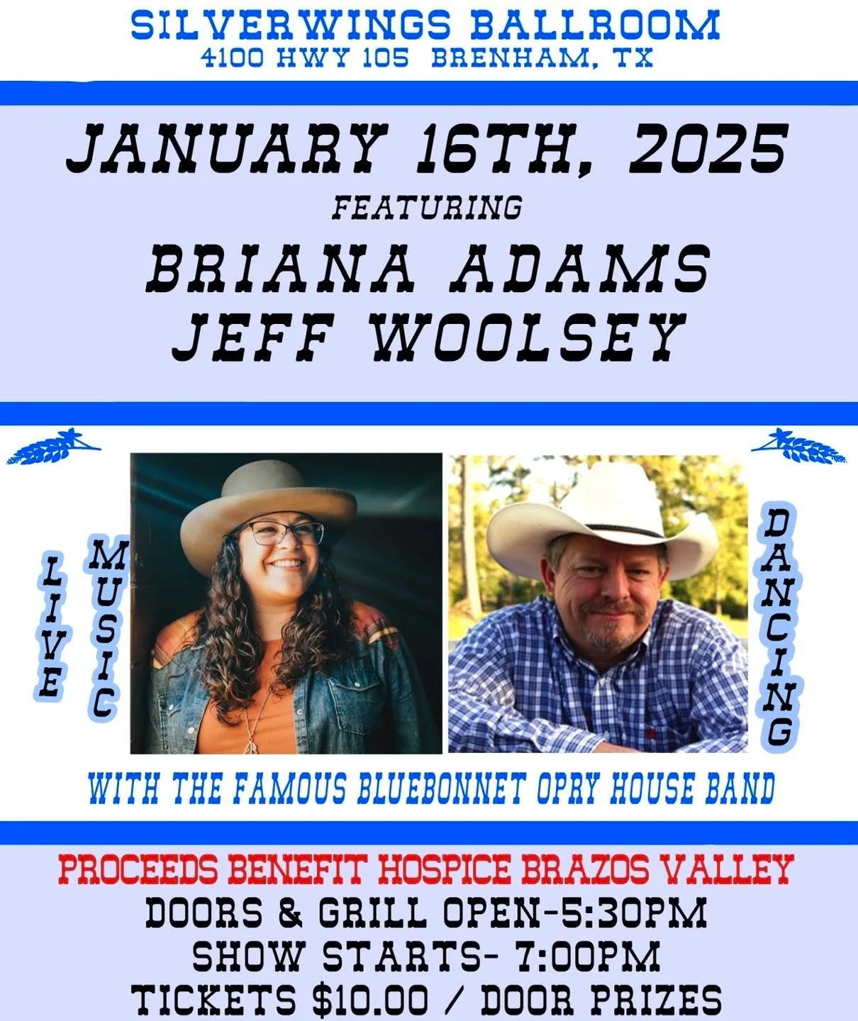 Silverwings Ballroom Jan 16th. Remember Show Starts at 7:00pm Doors still open at 5:30.