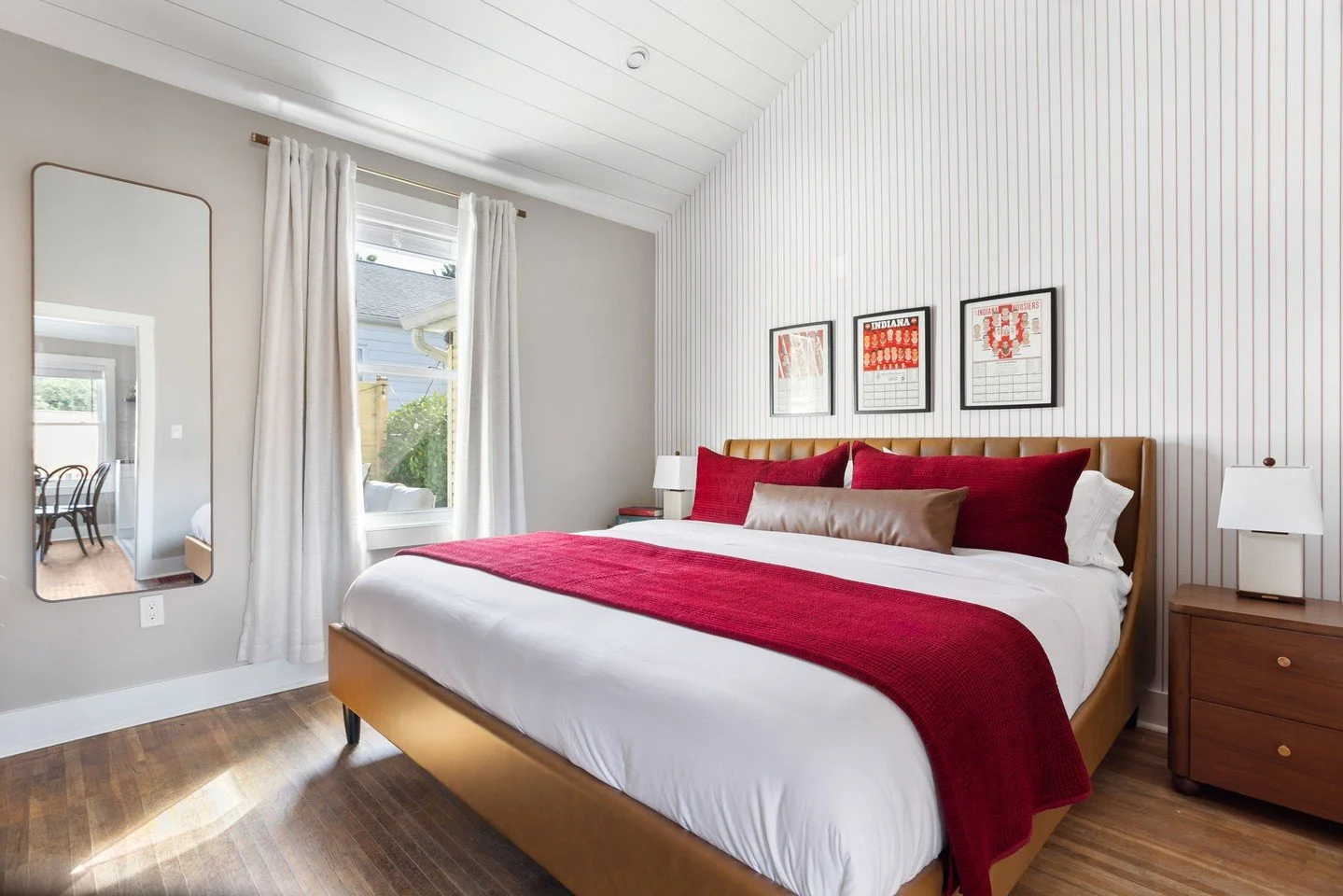 Hoosier dreams start here. ❤️🤍
King bed, crimson accents, and vintage IU charm &mdash; welcome to The Clubhouse.
✨ Book your stay steps from campus &mdash; link in bio!