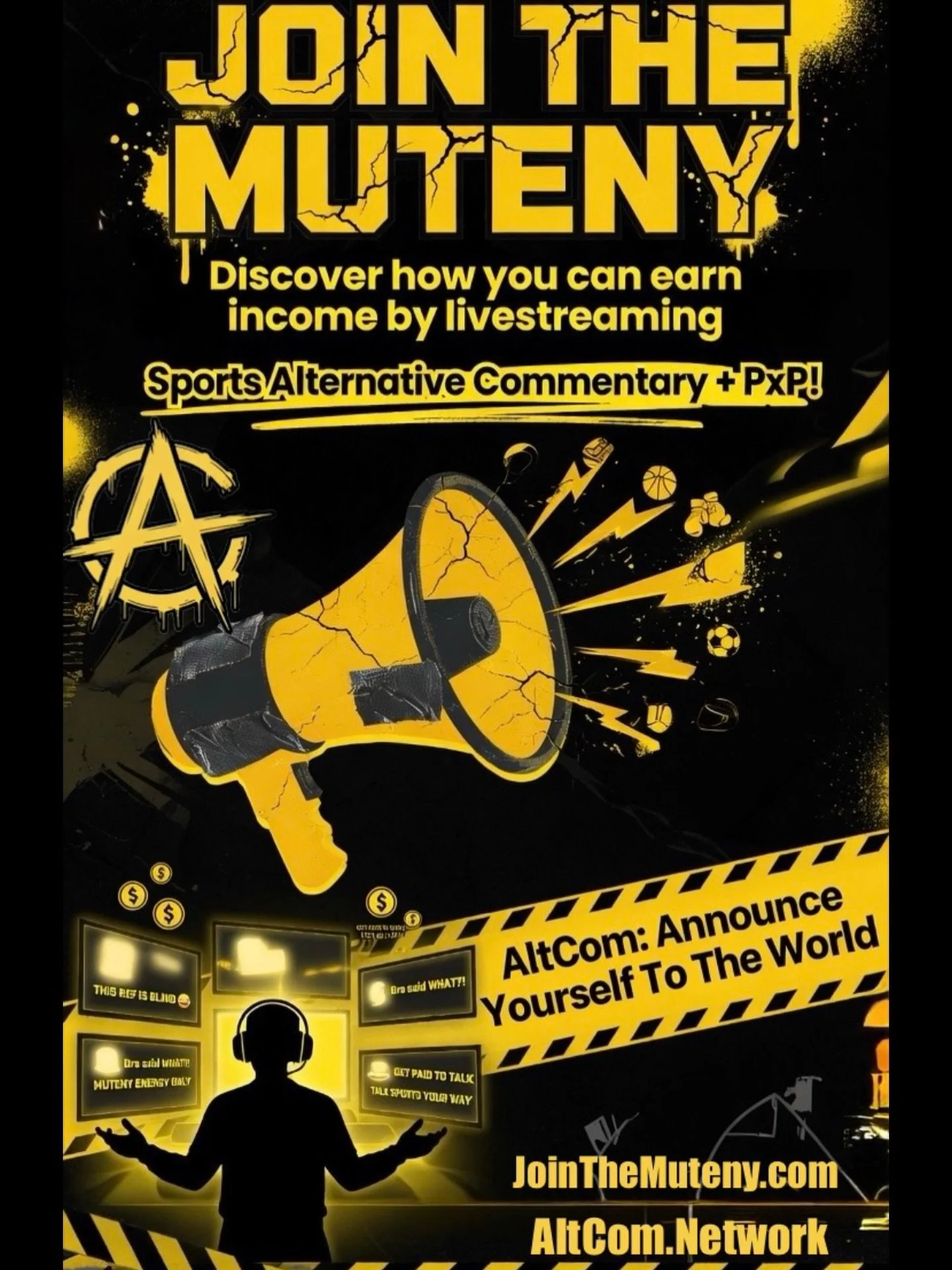 🎙️🏴&zwj;☠️JOIN THE MUTENY

Discover how you can earn income by livestreaming Sports Alternative Commentary + PxP&mdash;serving as a personalized sidekick to traditional broadcasts.

Premium Stream allows you to set the price for access to your excl