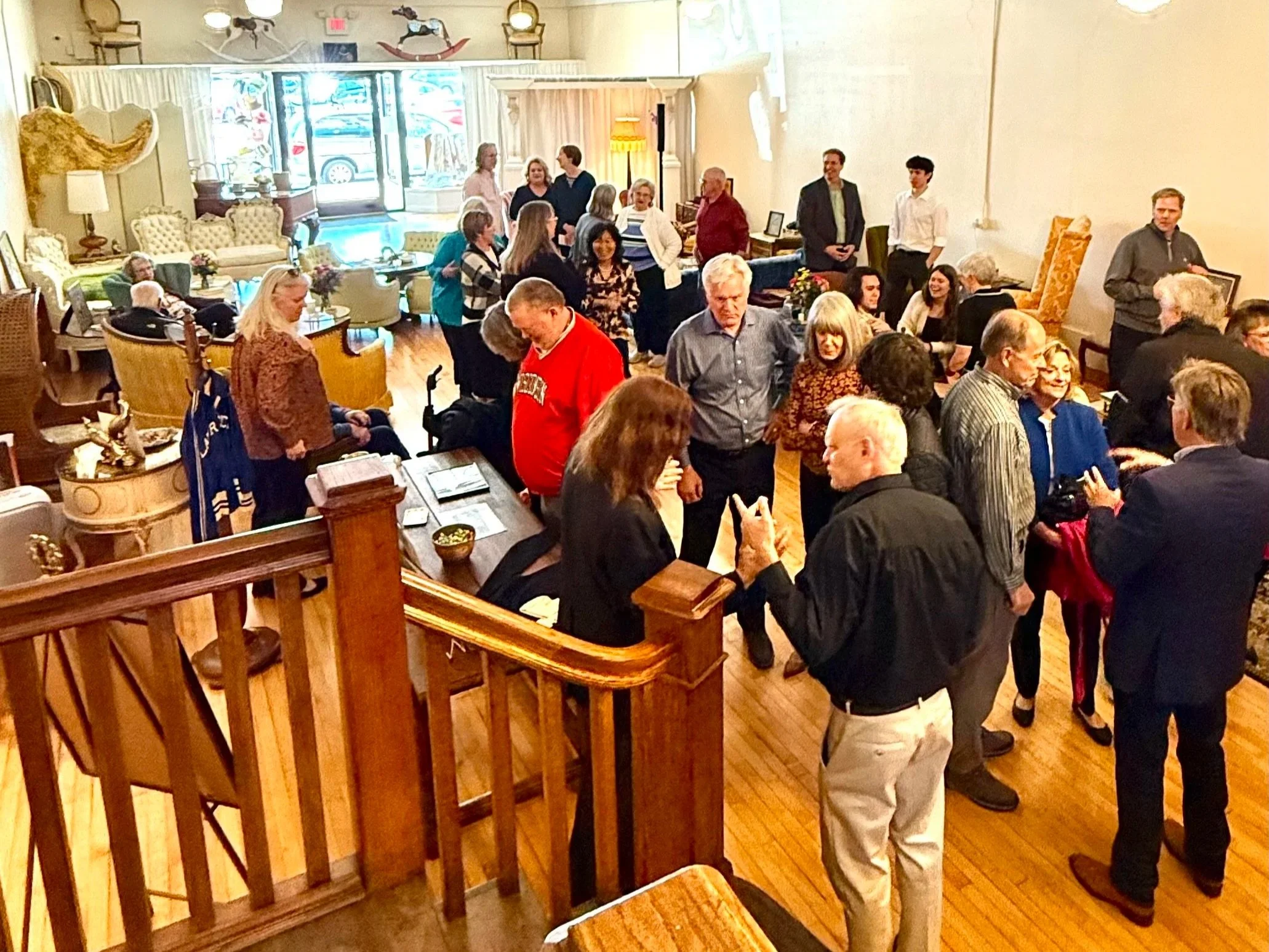 Plan a Celebration of Life in our inviting downstairs space, surrounded by comfortable vintage furnishings.

This relaxed, informal setting naturally encourages connection, while the nostalgic seating creates a space where stories are shared and cher