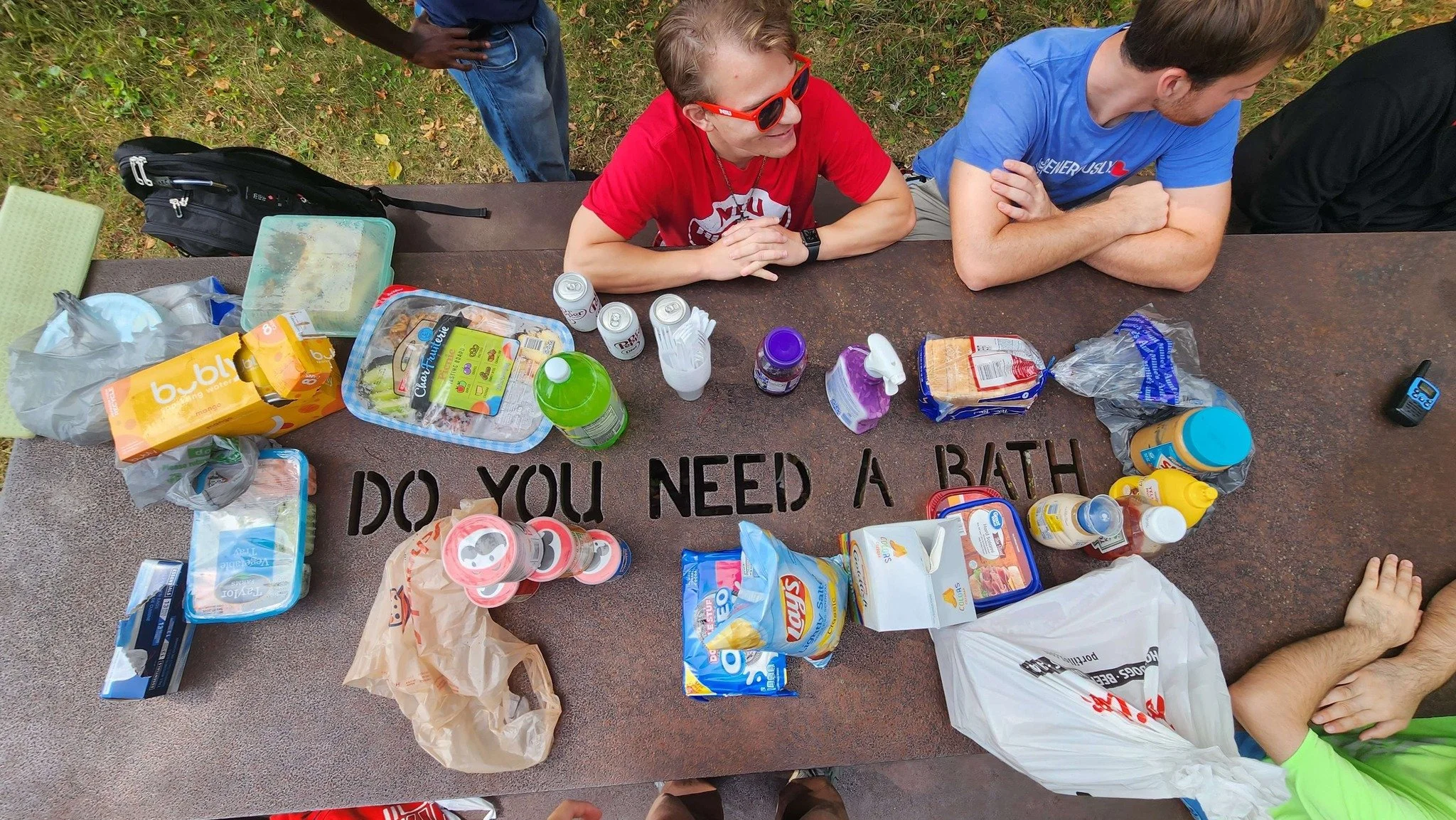 this except the table doesn't say do you need a bath and the food is actually board games... if you catch our drift 👀

College students, join us for board game night tomorrow (9/24) at 7:30pm in the Hoffman Room. Feel free to bring a friend and a ga