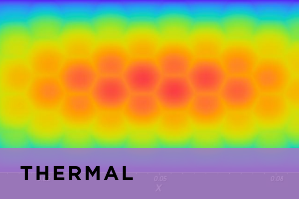 Colorful heatmap with red, yellow, green, and blue circular patterns and the word 'THERMAL' in black text on a purple background.