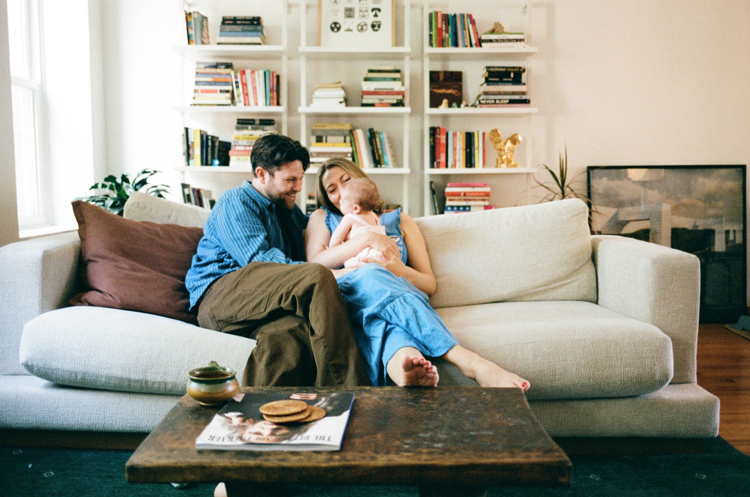 NYC family photography session candid newborn at brooklyn apartment