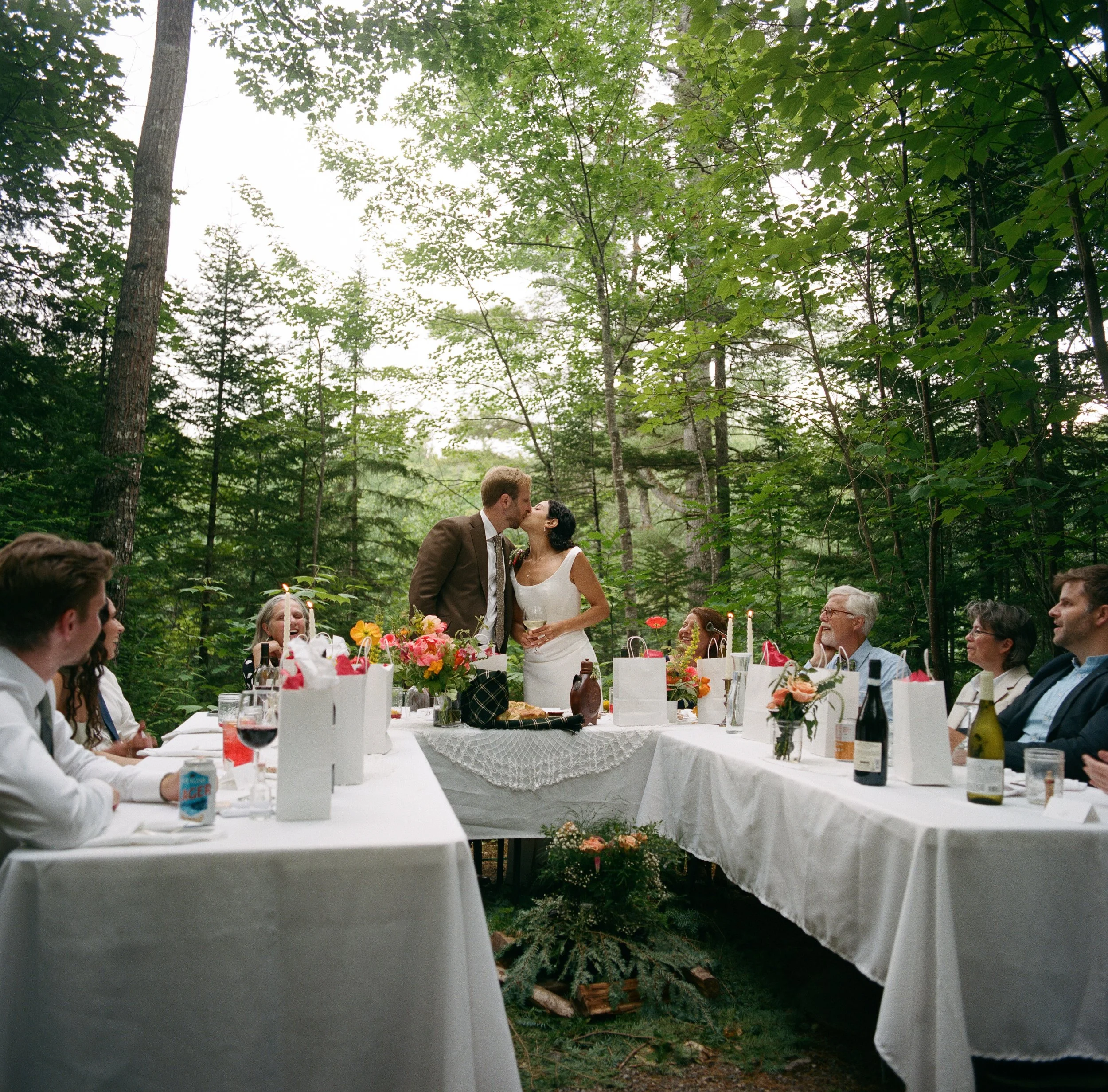 intimate outdoor maine wedding at camp in western maine