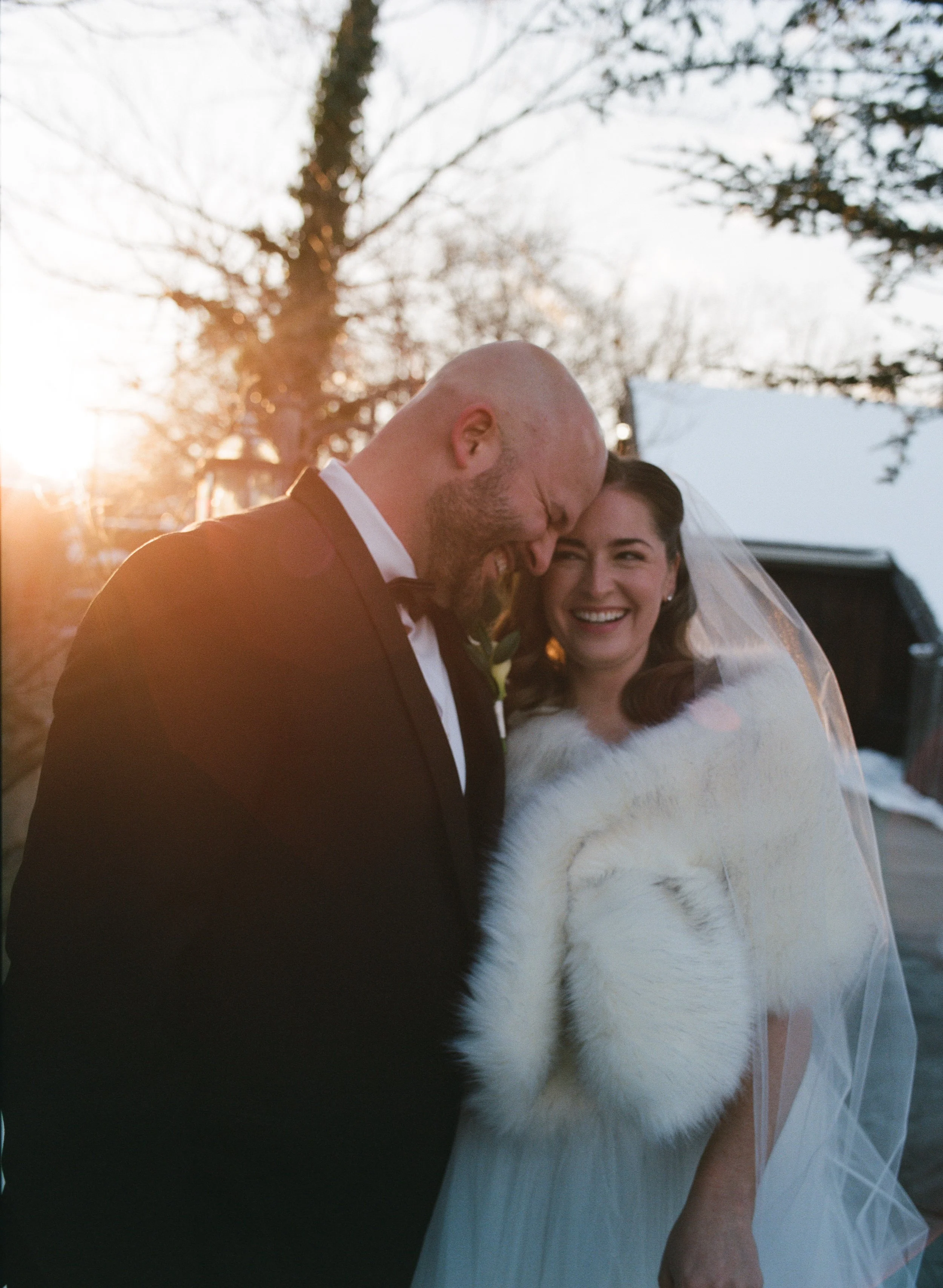 massachusetts wedding film photographer - candid portraits of couple on film