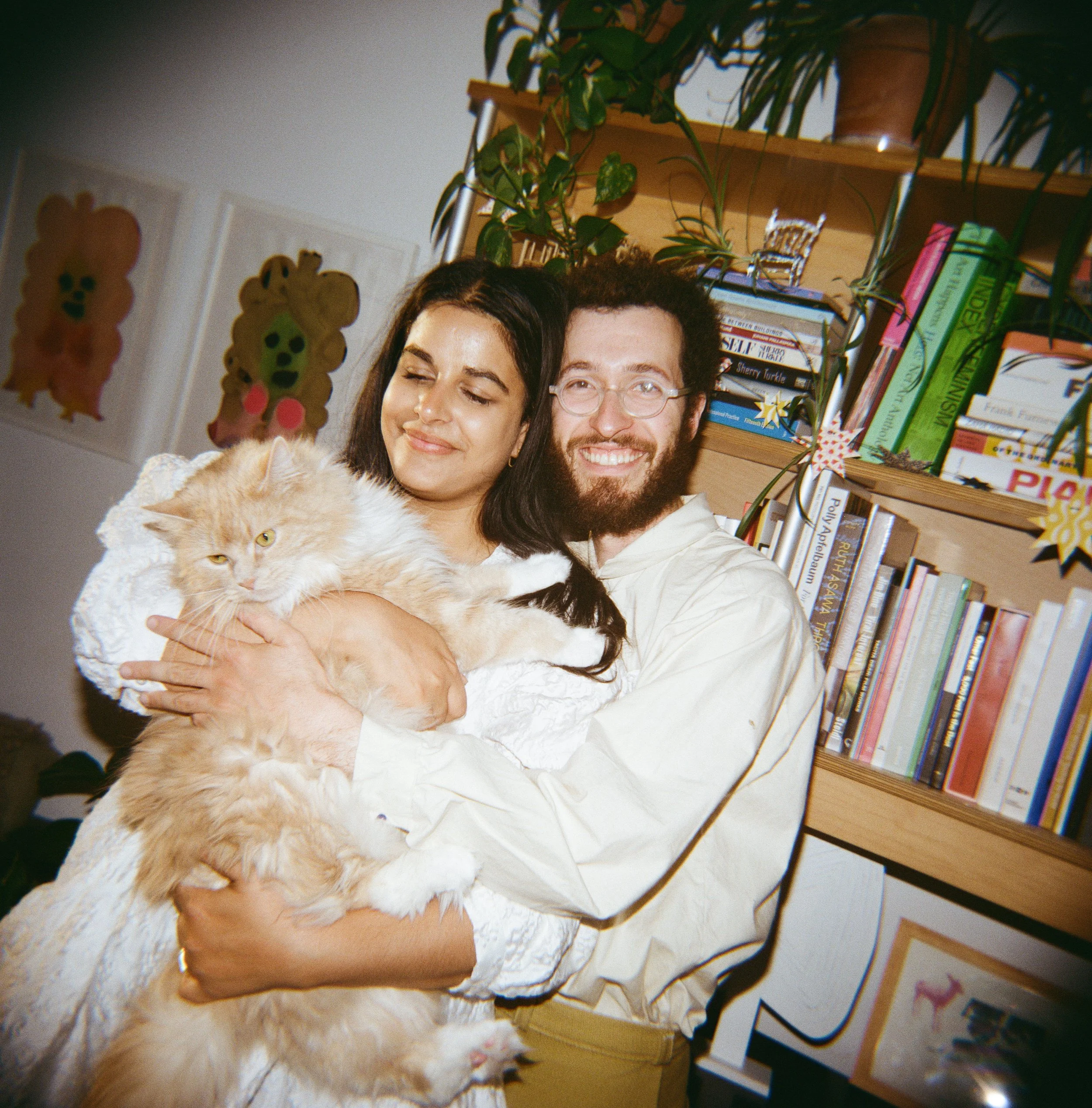 Massachusetts engagement film photographer at home session with your cat