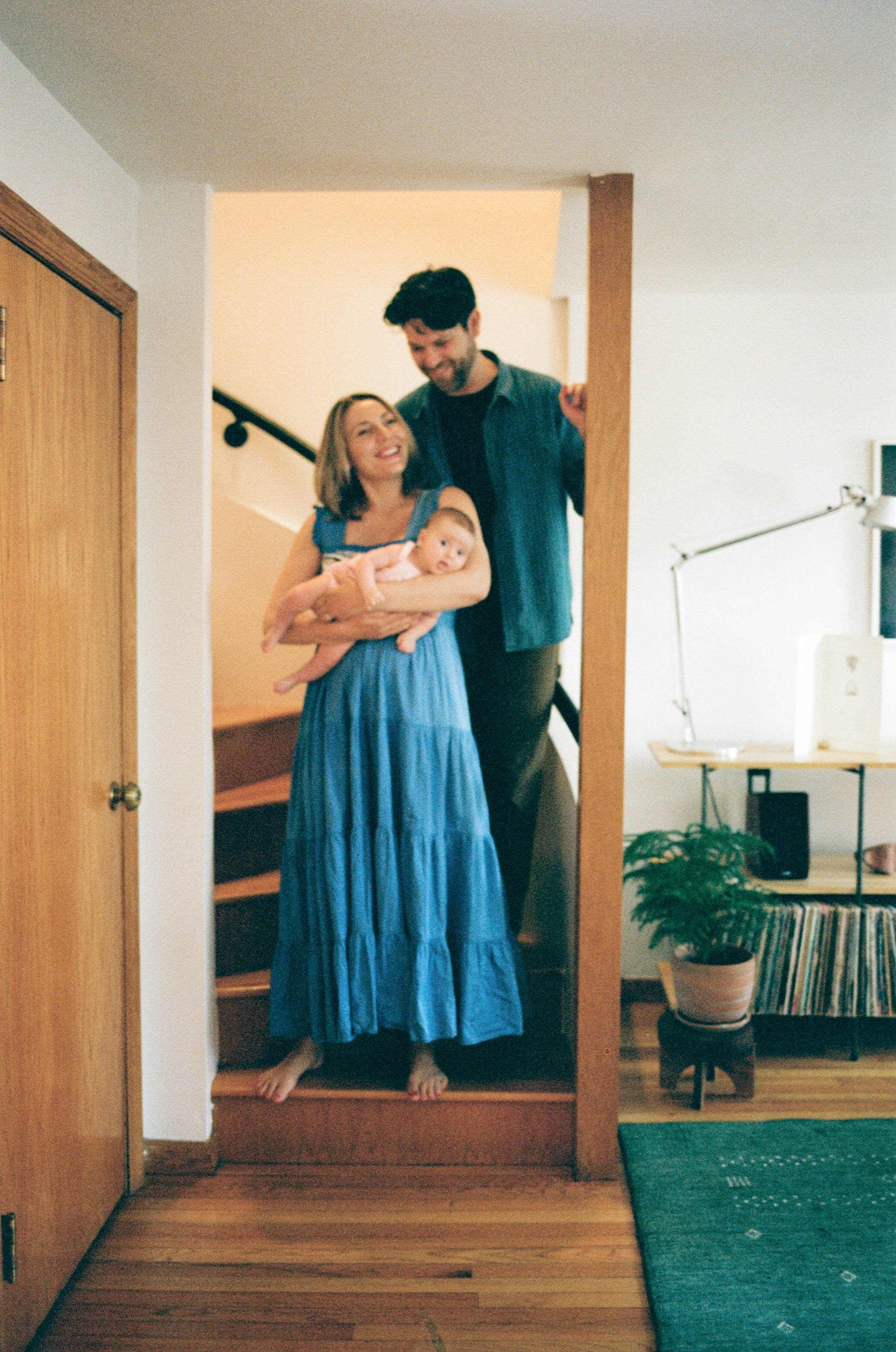 Brooklyn NYC family film photography at home for newborn photographs