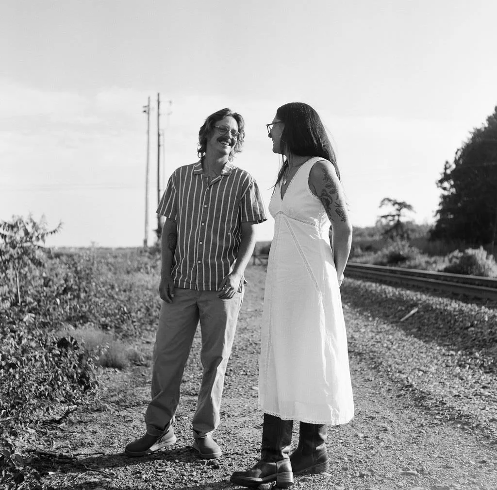 a couple going for a walk in maine