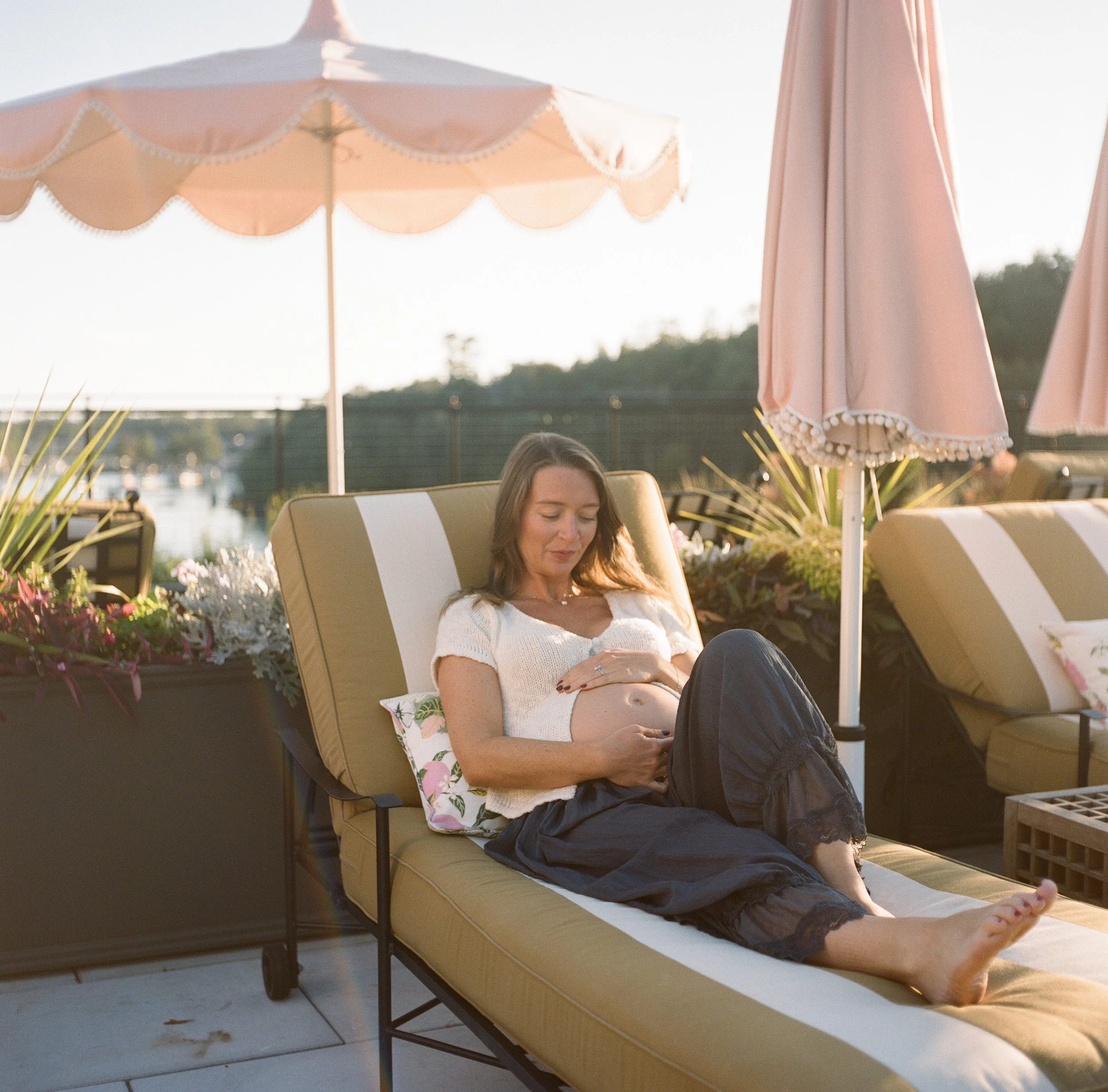 analog maternity photography natural, laid back portrait in maine