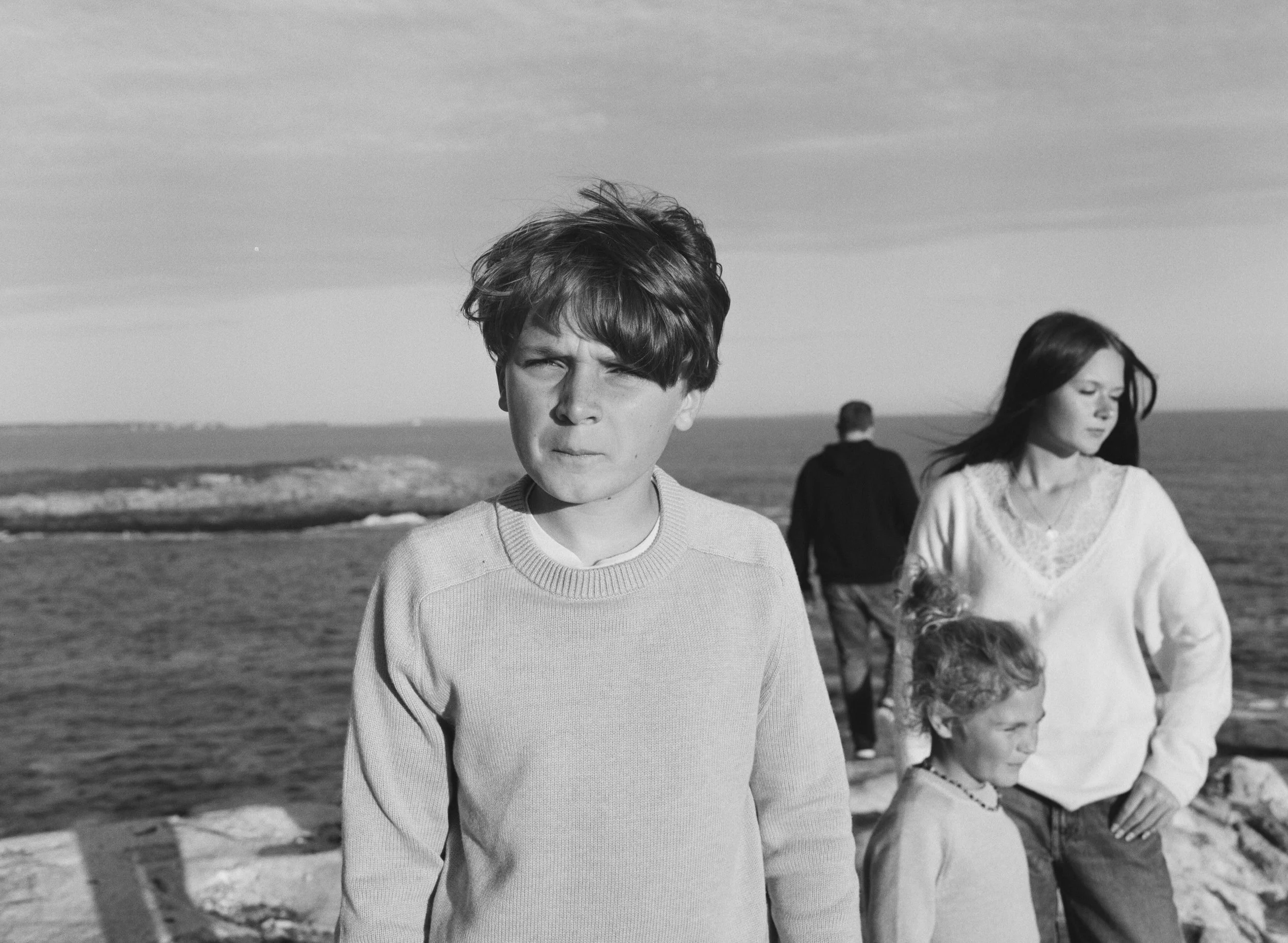 Family photography on film for older kids on the coast of Maine