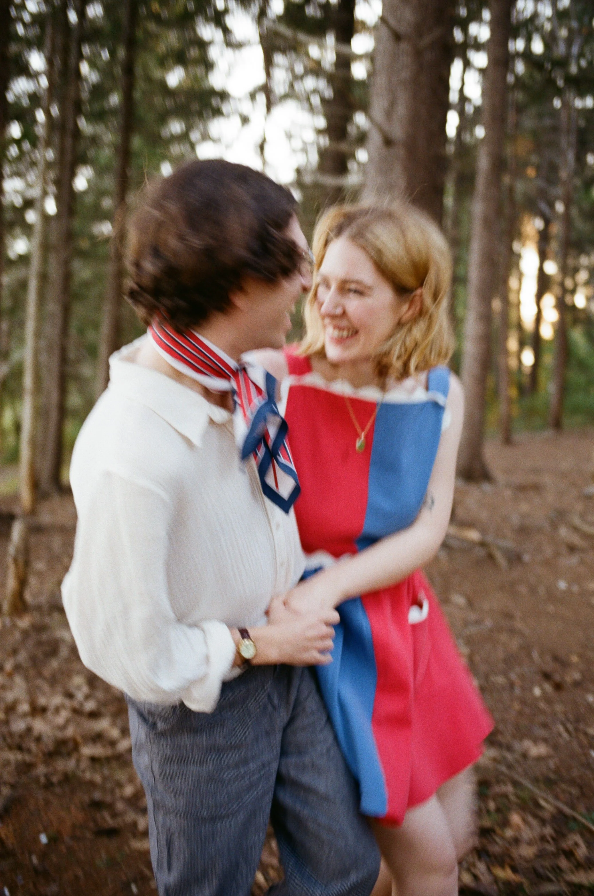 joyful, candid couples engagement photography in portland maine