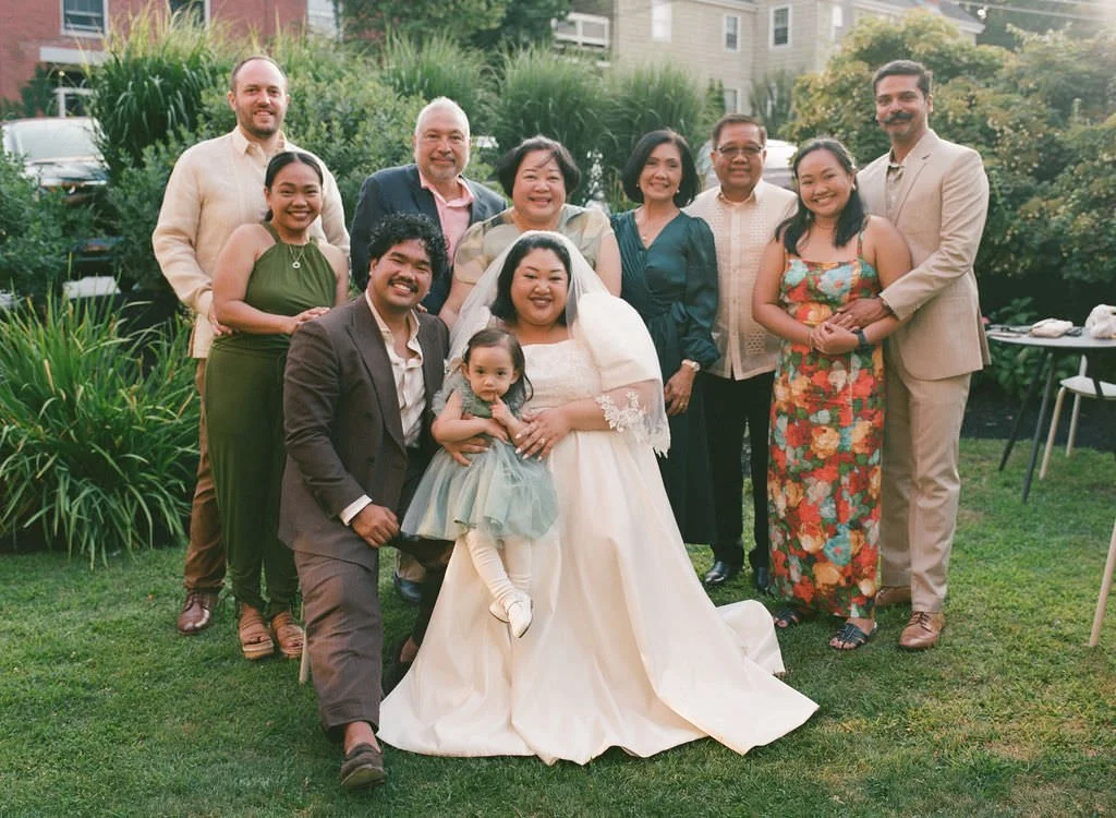 natural family portraits at wedding in maine