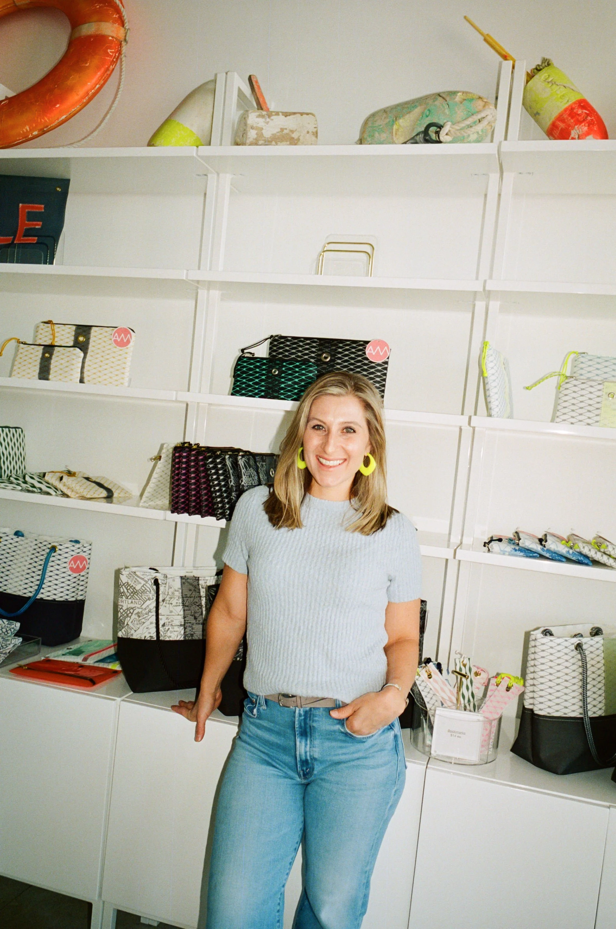 Maine branding photographer - direct flash from a branding session with a fashion designer in Portland maine