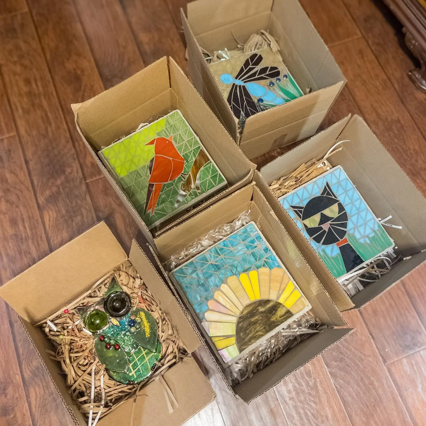 Catching up on the weekend orders! https://alittledirtbyaliza.etsy.com. #etsy #etsyshopowner #mosaics #glassart #etsysmallbusiness #stainedglassartist