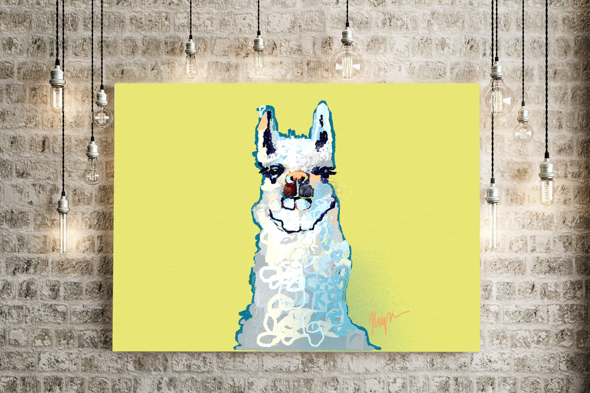 Chartreuse Llama-on-Brick.jpg