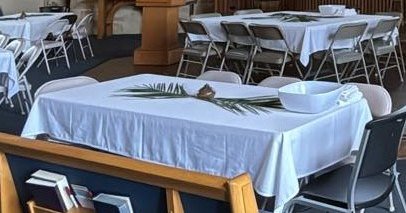 The table is set and waiting for you!  Join us tonight at 7 pm for our Maundy Thursday Worship as we remember Jesus's last night with his disciples.  That service will begin with scripture and meditation, and then you will have the opportunity to par