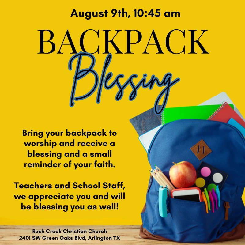 As part of our special Back to School Sunday, we will have our Backpack Blessing on August 9th!  All students, teachers and staff are invited to bring their backpacks and receive a special prayer for a wonderful school year.  We will also have a litt