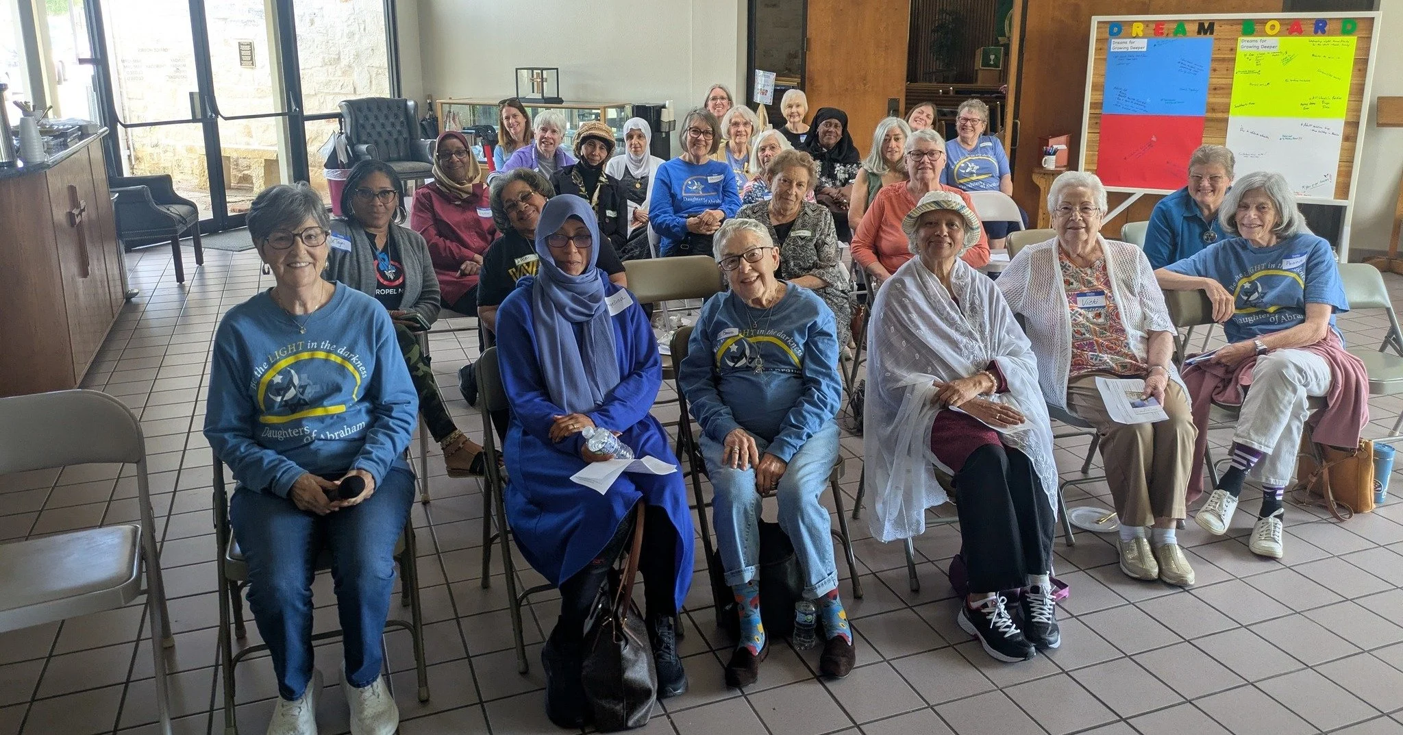 Today we were blessed to have the Daughters of Abraham monthly gathering at our church. They are an amazing group of ladies from the Jewish, Muslim and Christian faiths. Lately they have been watching and discussing the documentary 'A Town Called Vic