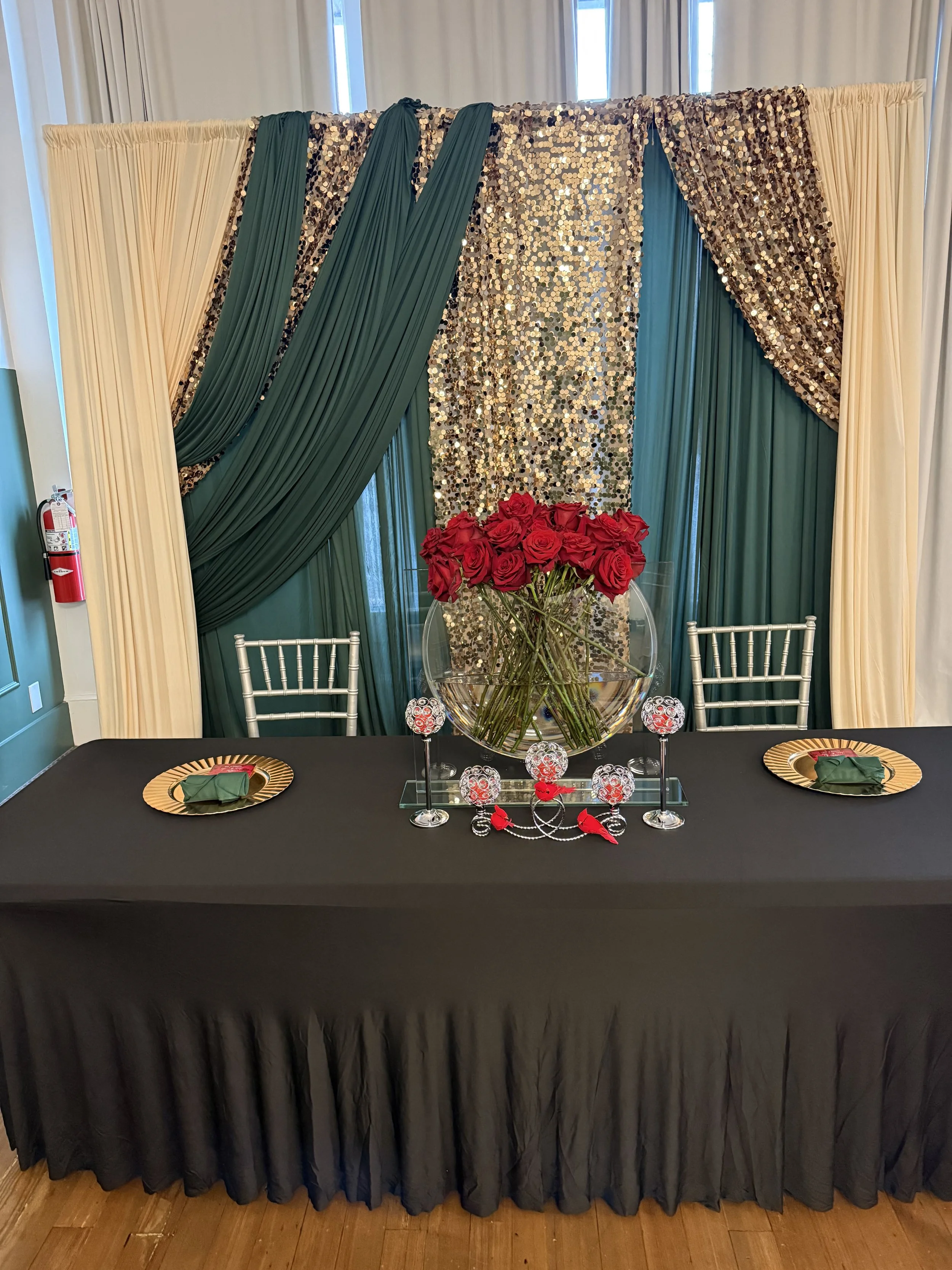 Mr. & Mrs. Table with custom backdrop 