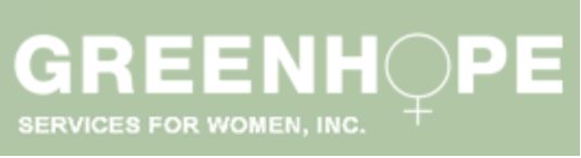 Greenhope logo with text 'Services for Women, Inc.' and a female gender symbol.