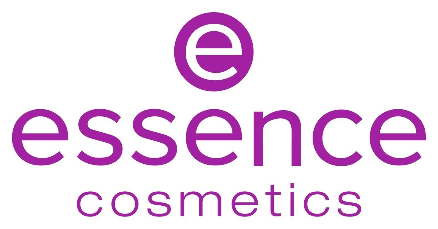 Purple logo with a stylized lowercase 'e' in a circle, the words 'essence cosmetics' in purple text beneath it.