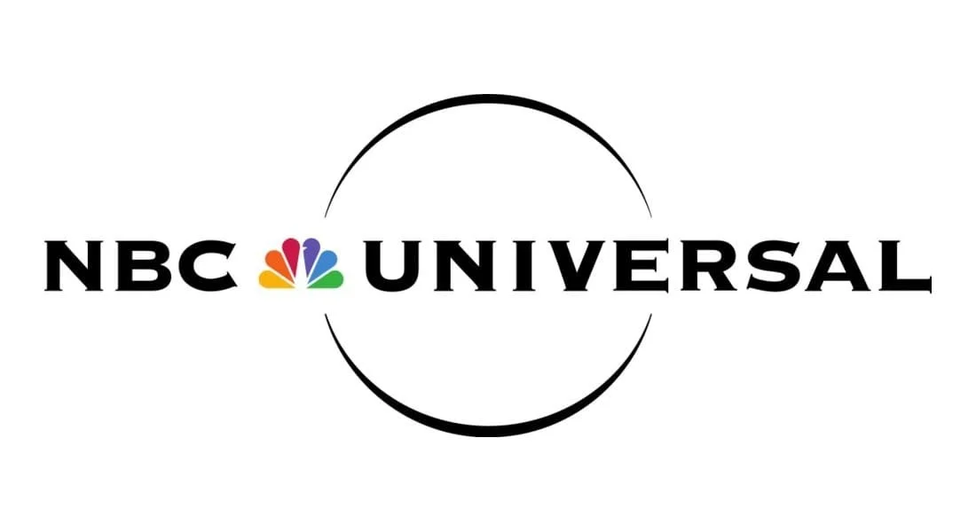 NBC Universal logo with a black circle outline and the colorful NBC peacock in the middle of the text
