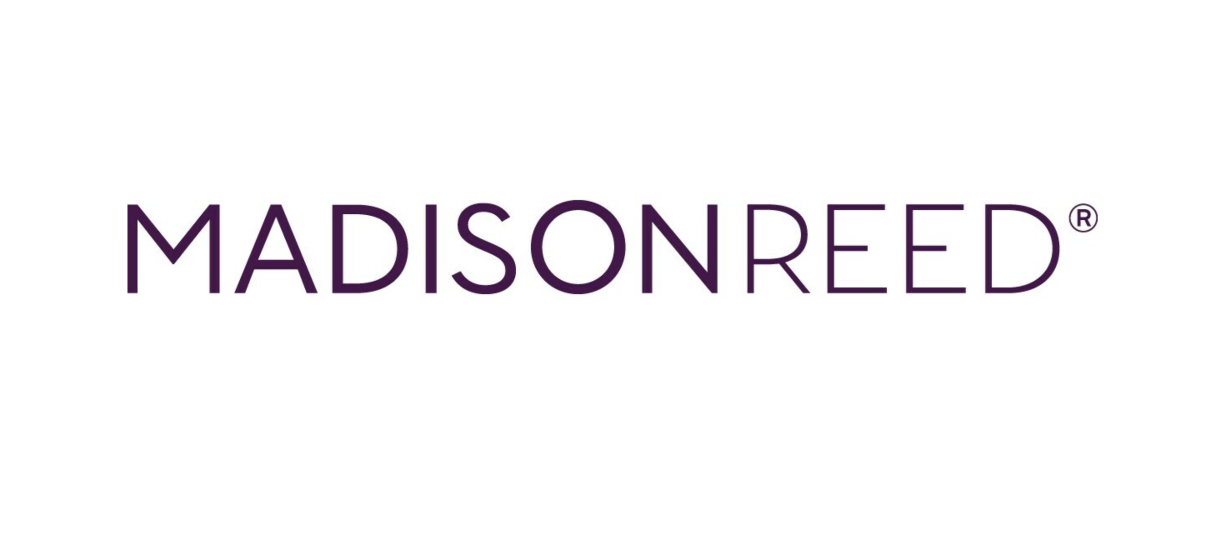 Logo of Madison Reed in purple text on a white background.