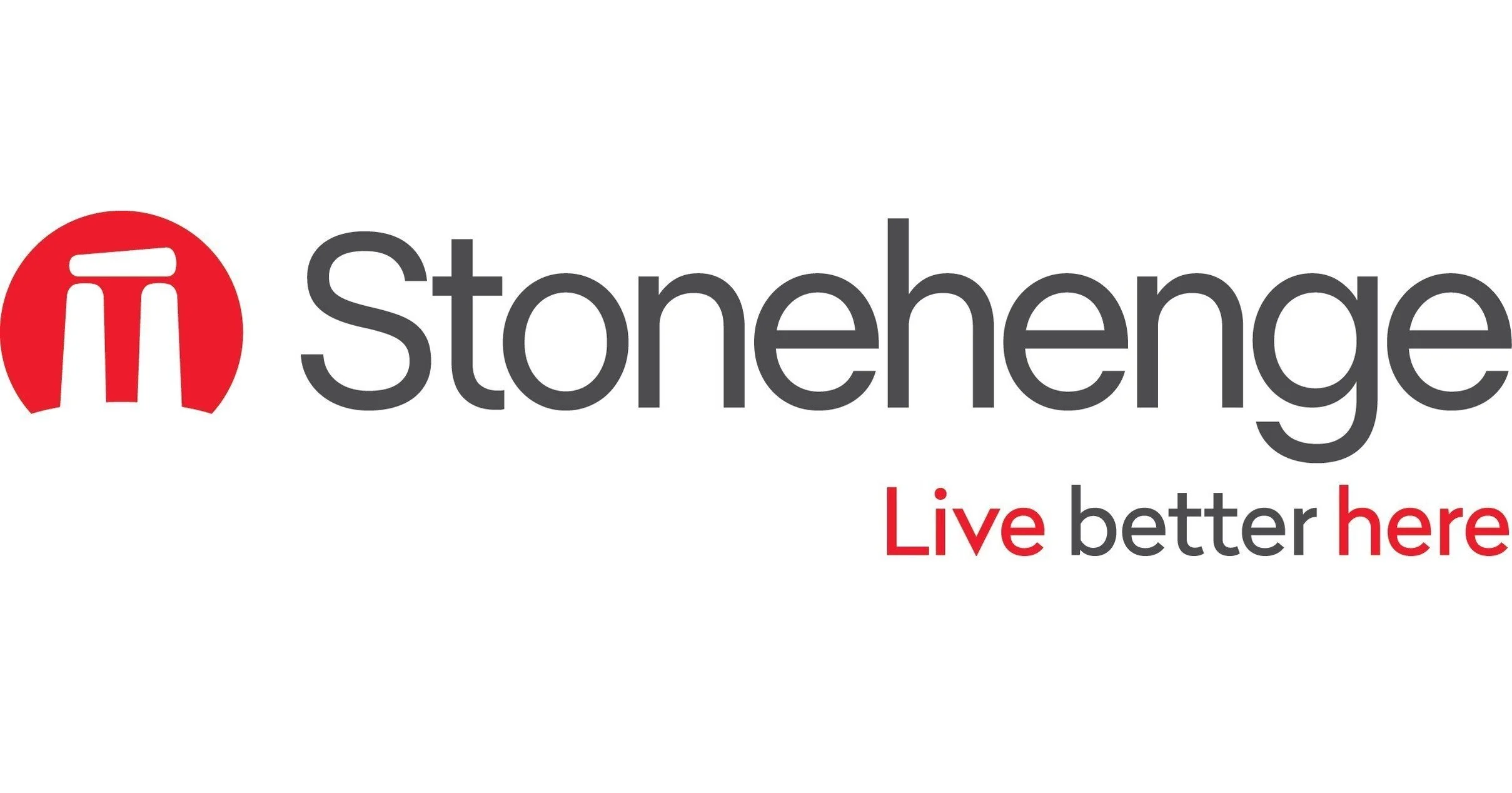 Stonehenge logo with red and black text reading 'Live better here'