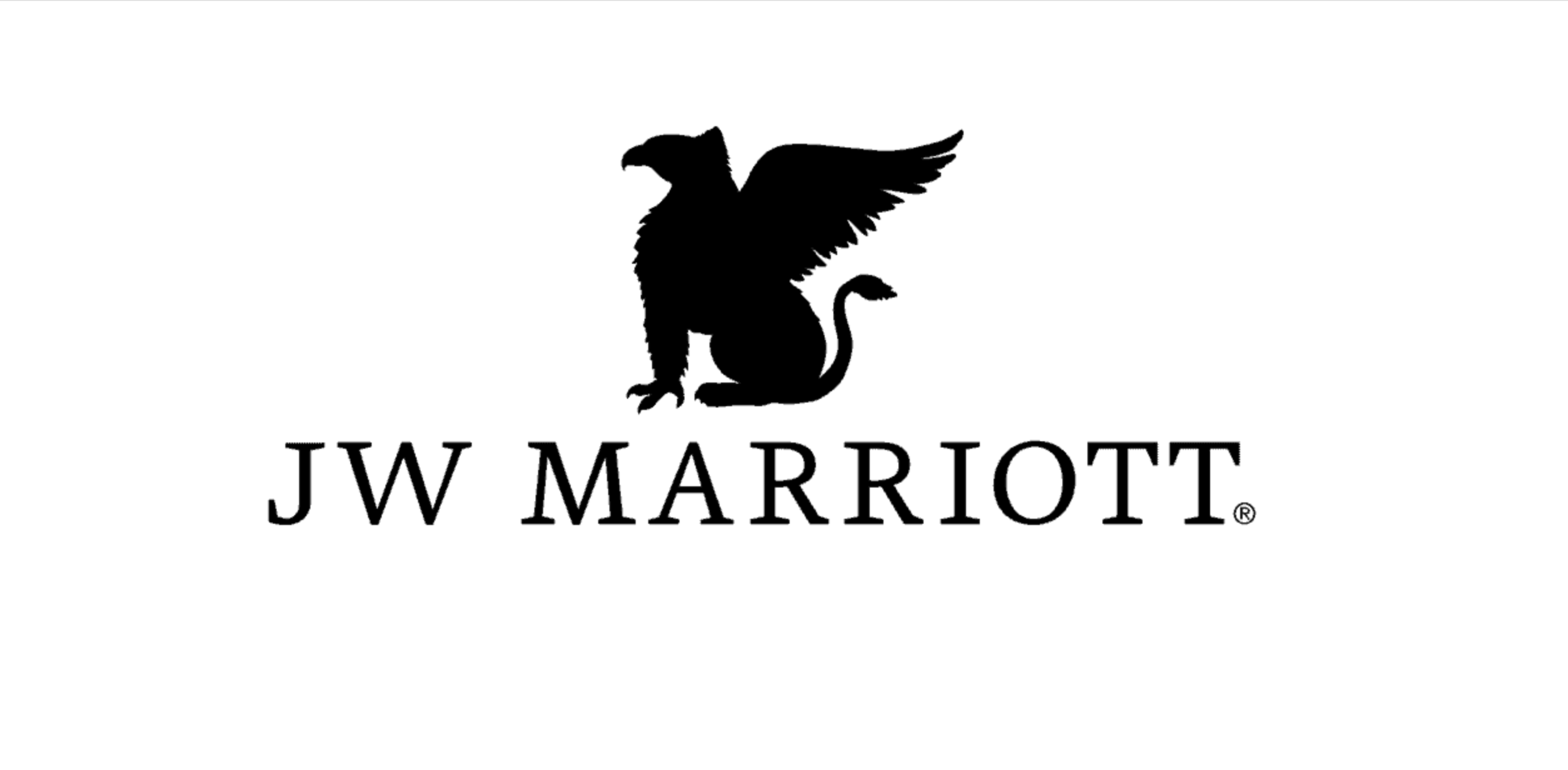 Black logo of a griffin with a lion's body and an eagle's head, wing, and talons, above the text 'JW Marriott'.