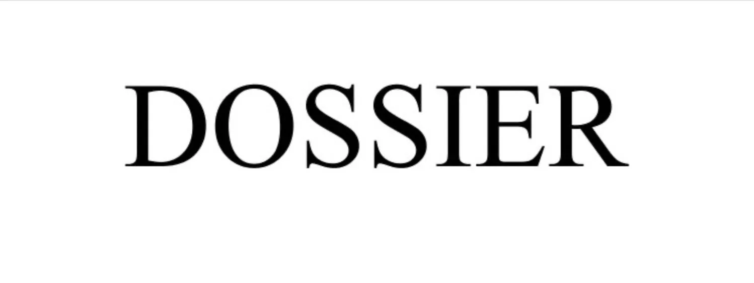 The word 'DOSSIER' in black capital letters on a white background.