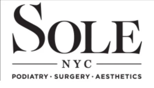 Sole NYC logo with services listed: podiatry, surgery, aesthetics