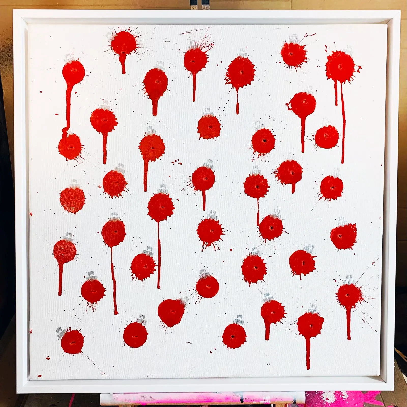 FESTIVE FIRE - 1/1 DRIP CANVAS FRAMED + SHIPPING