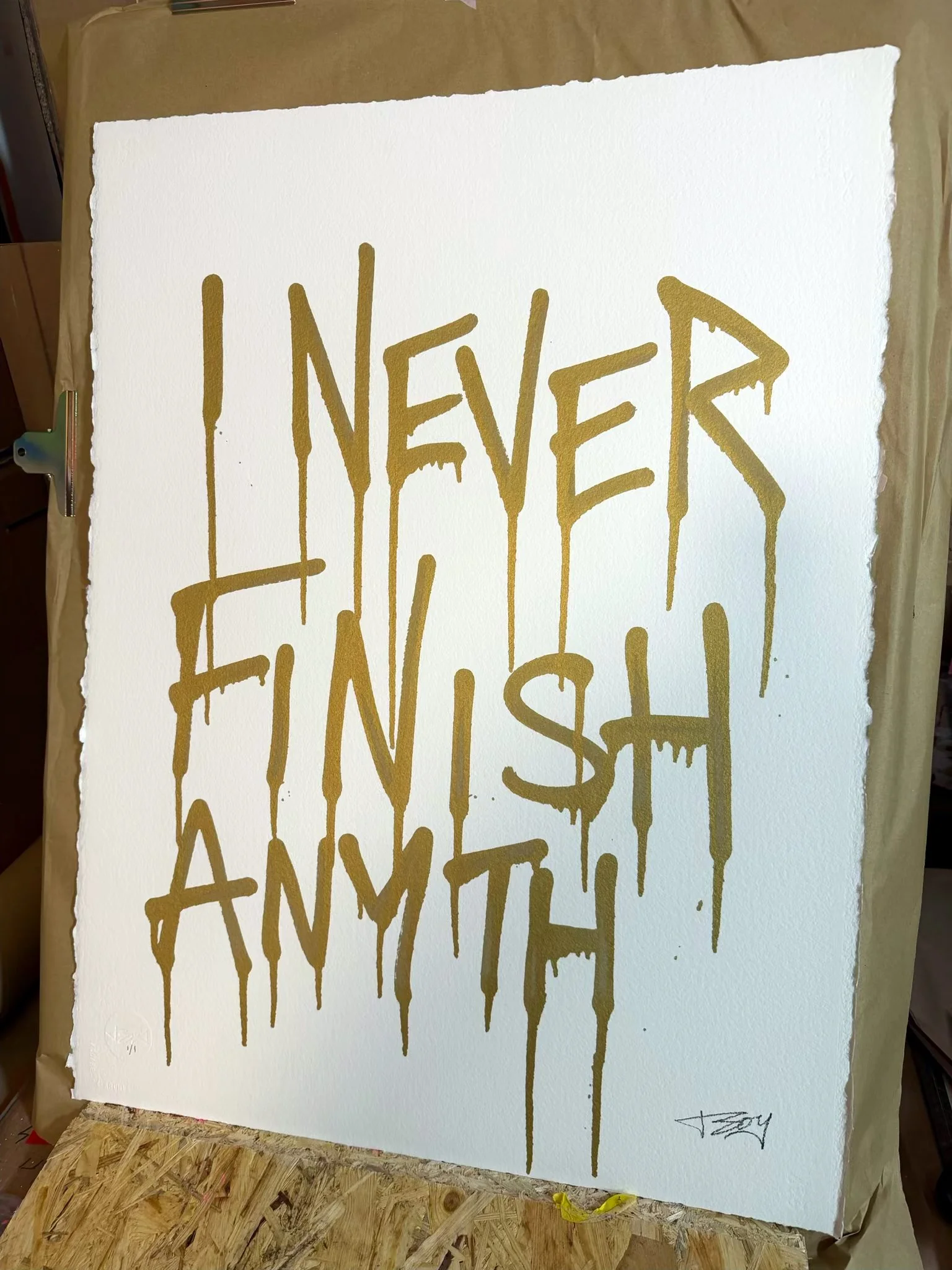 I NEVER FINISH (GOLD GROG) - 1/1 ORIGINALS ON ARCHES PAPER (Copy)